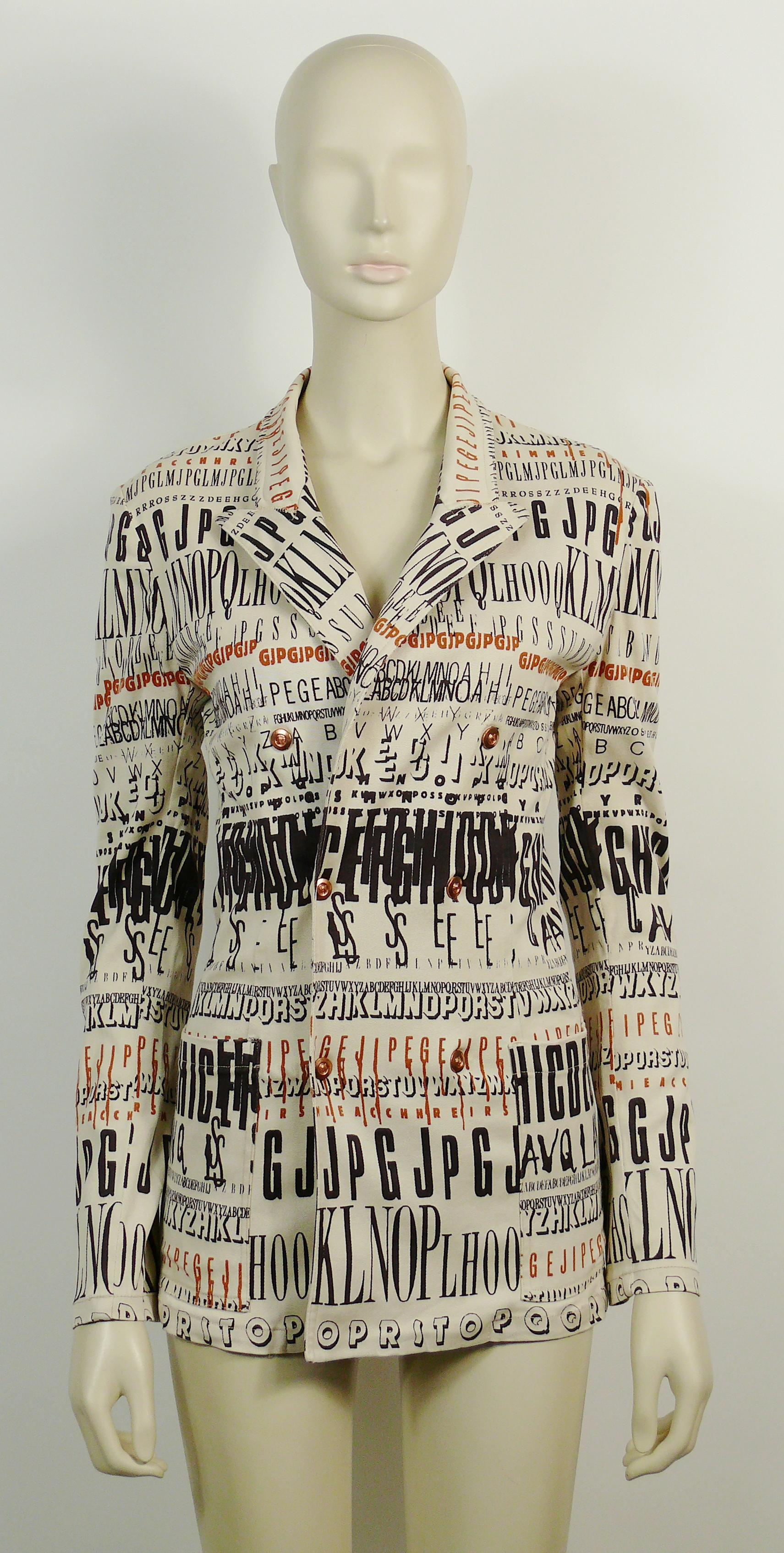 Chaqueta Jean Paul Gaultier Vintage estampado alfabeto Talla S en Bueno Estado en Nice, FR