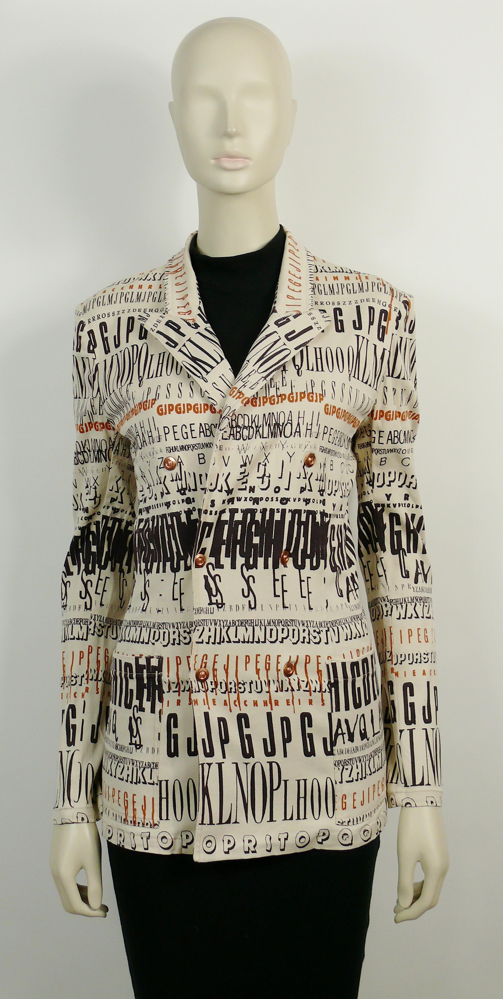 De las mujeres Chaqueta Jean Paul Gaultier Vintage estampado alfabeto Talla S