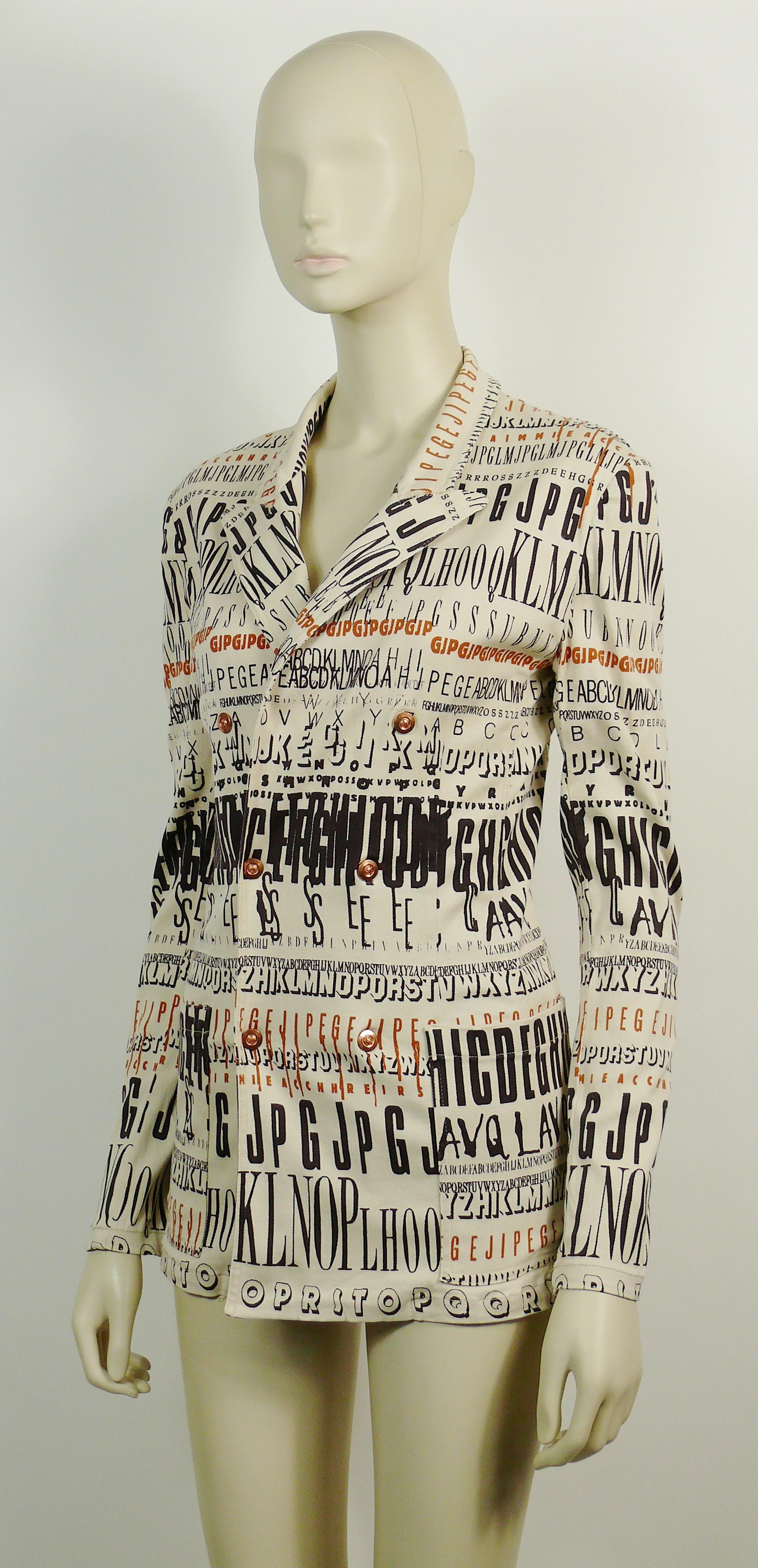 Jean Paul Gaultier Vintage Alphabet Print Jacket Size S In Good Condition For Sale In Nice, FR