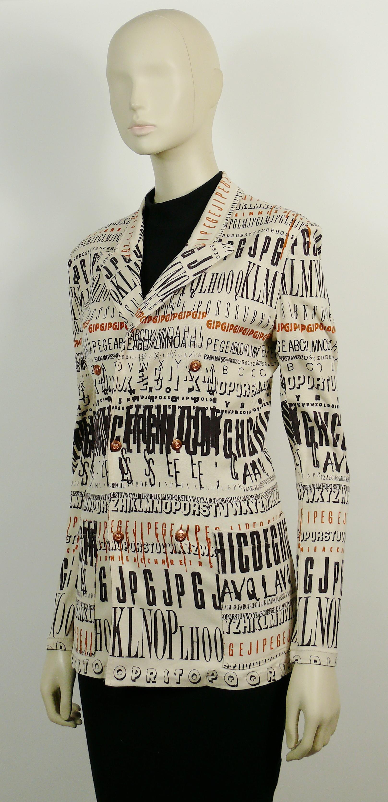 Women's Jean Paul Gaultier Vintage Alphabet Print Jacket Size S For Sale