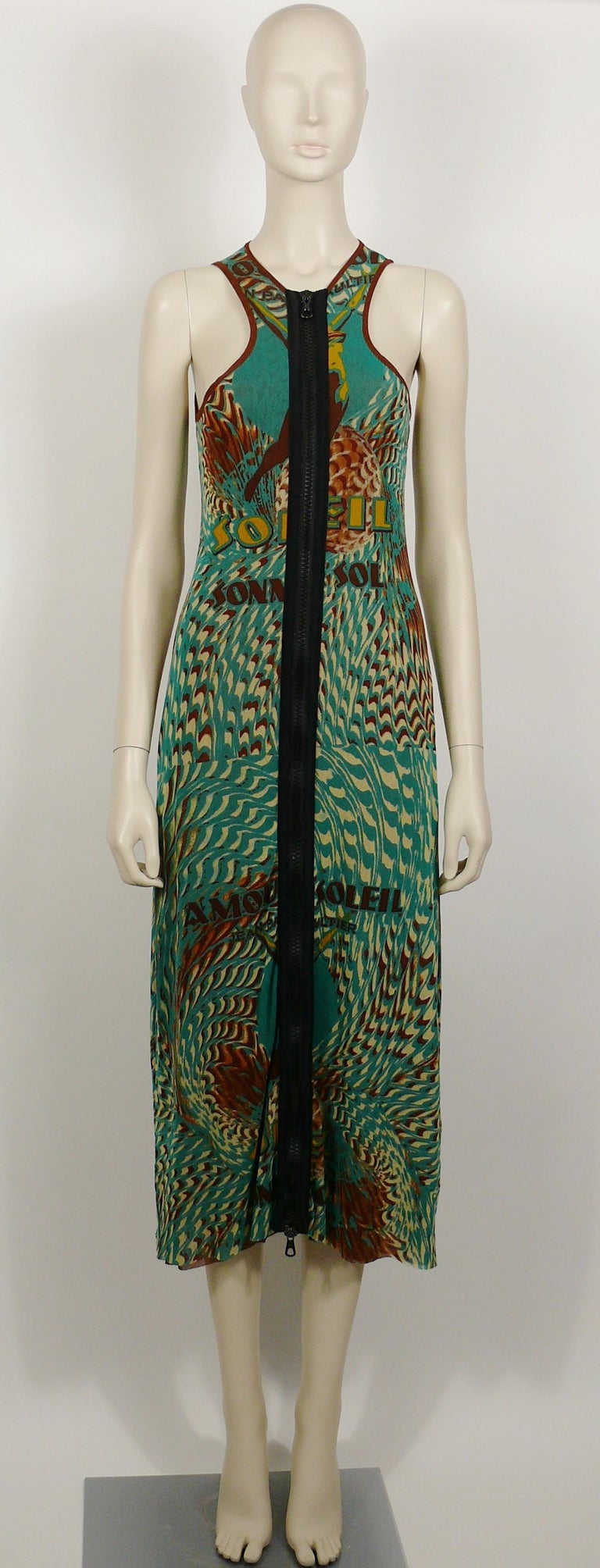 Jean Paul Gaultier Vintage Amour Au Soleil Zip Front Tank Mesh Dress For Sale At 1stdibs