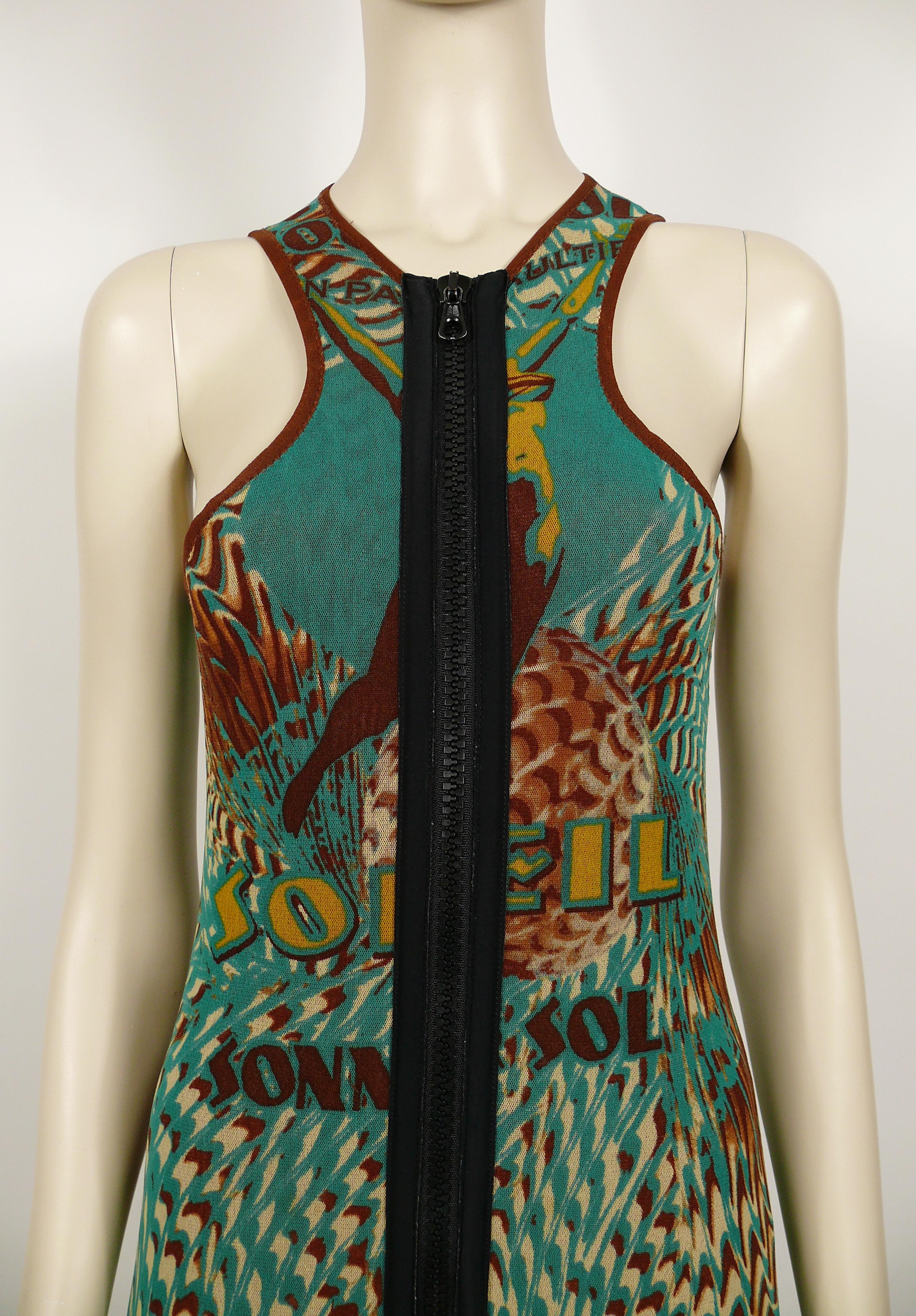 Jean Paul Gaultier Vintage Amour au Soleil Tank Mesh Kleid mit Reißverschluss vorne im Zustand „Gut“ im Angebot in Nice, FR