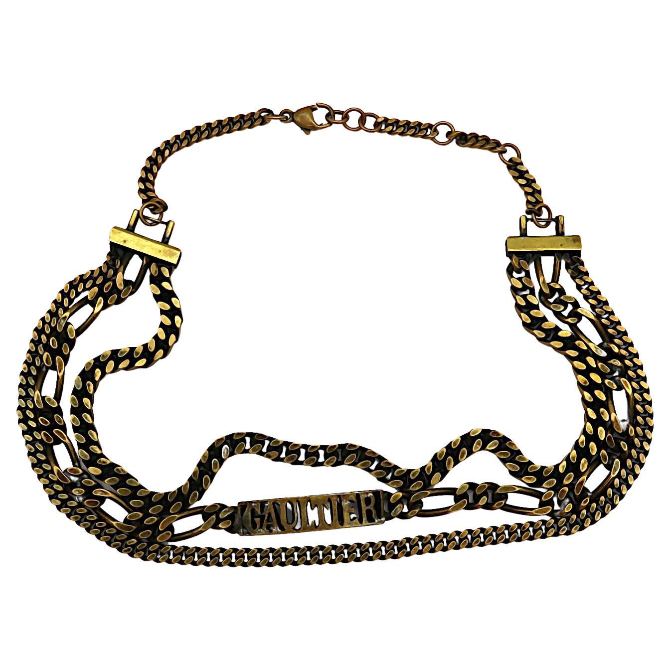 JEAN PAUL GAULTIER (Attributed To) Vintage Chain Logo Necklace
