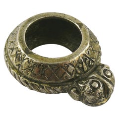 Jean Paul Gaultier Jeans, anello massiccio etnico africano con tonalità argento anticato