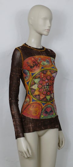 Jean Paul Gaultier Vintage Astrology Zodiac Sheer Mesh Top Size M