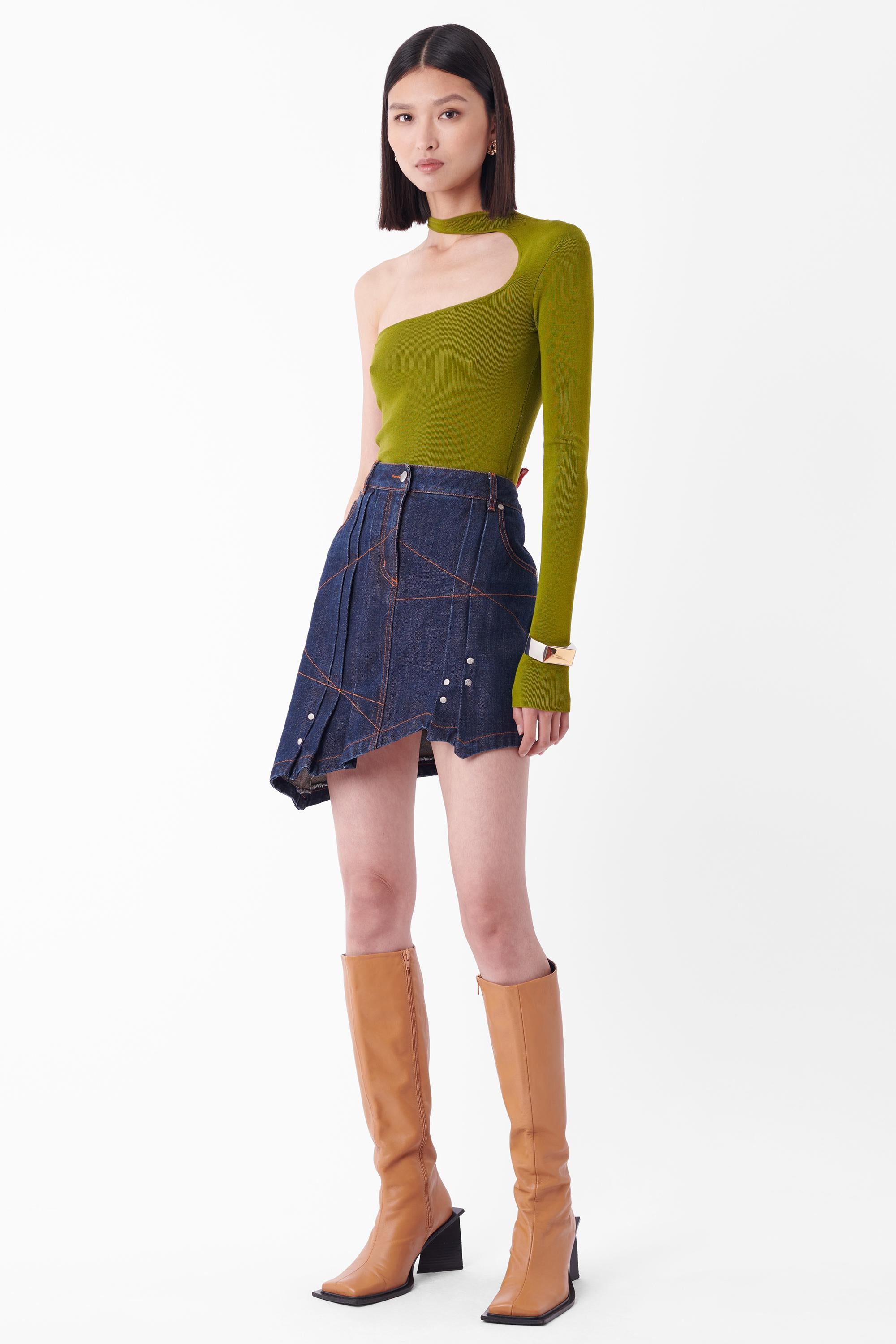 Jean Paul Gaultier Vintage Asymmetric Denim Skirt For Sale 1