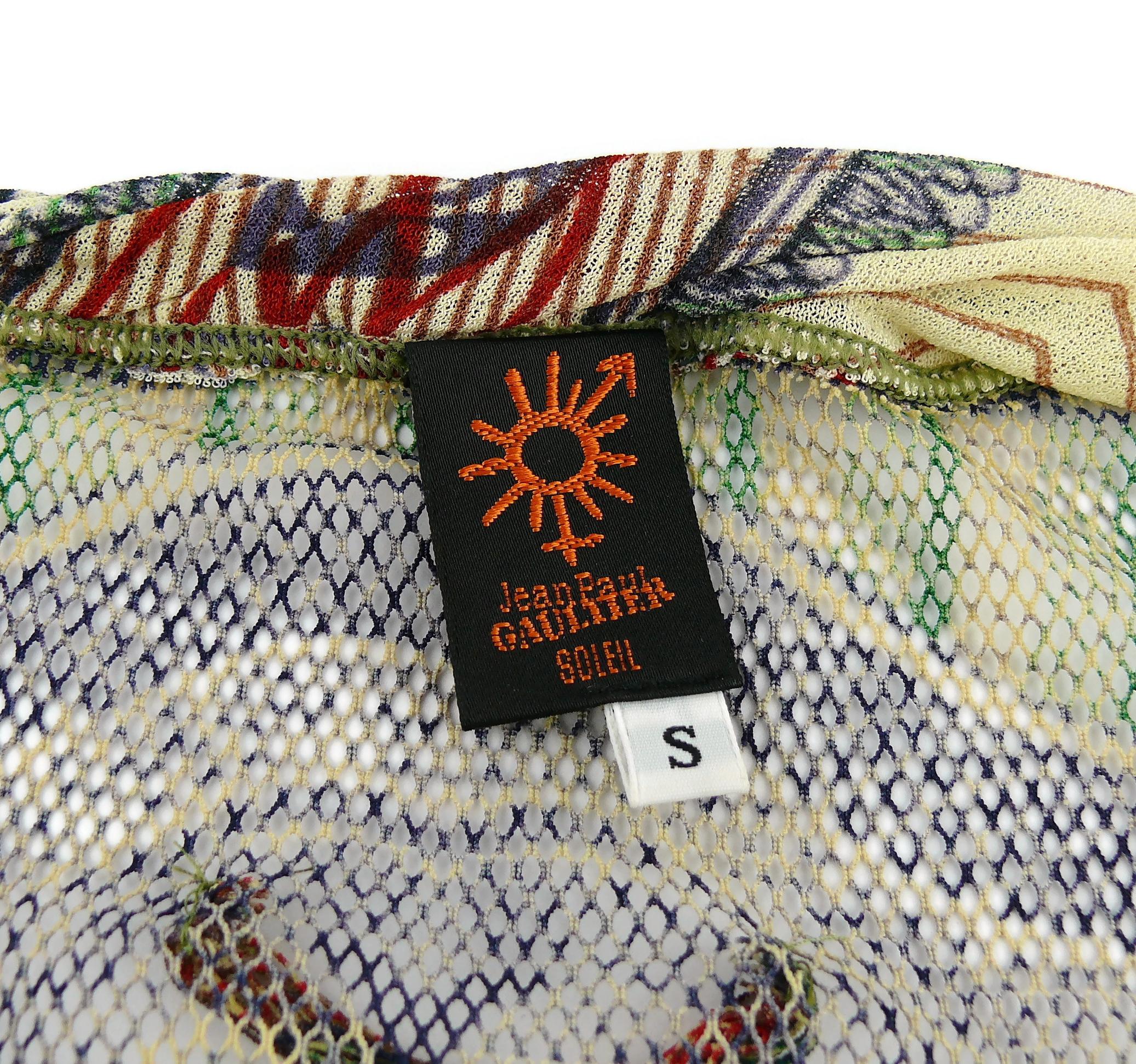 Jean Paul Gaultier Vintage Banknote Print Sheer Fishnet Tank Top Size S 1