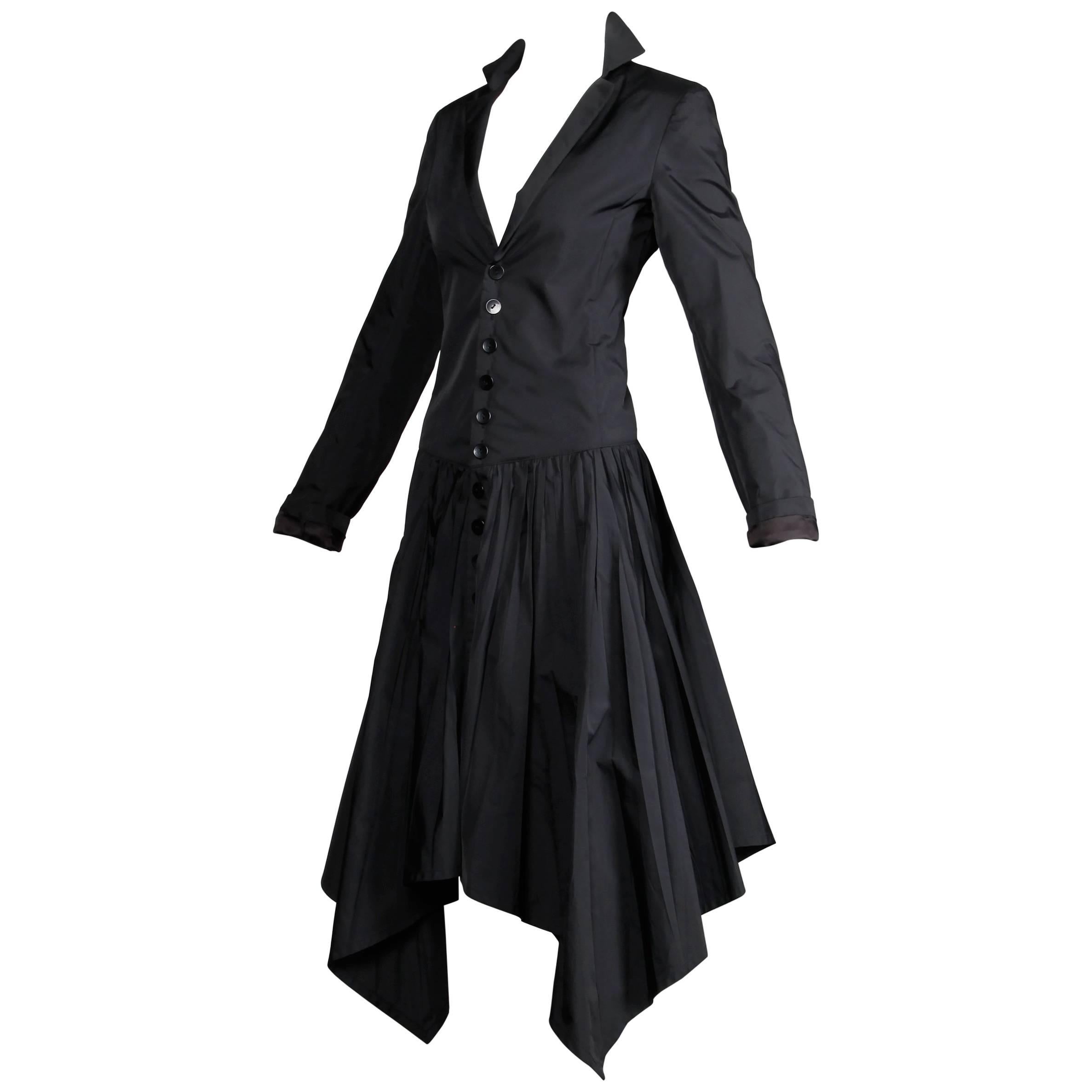 Jean Paul Gaultier Vintage Black Avant Garde Steampunk Coat or Dress, 1990s 