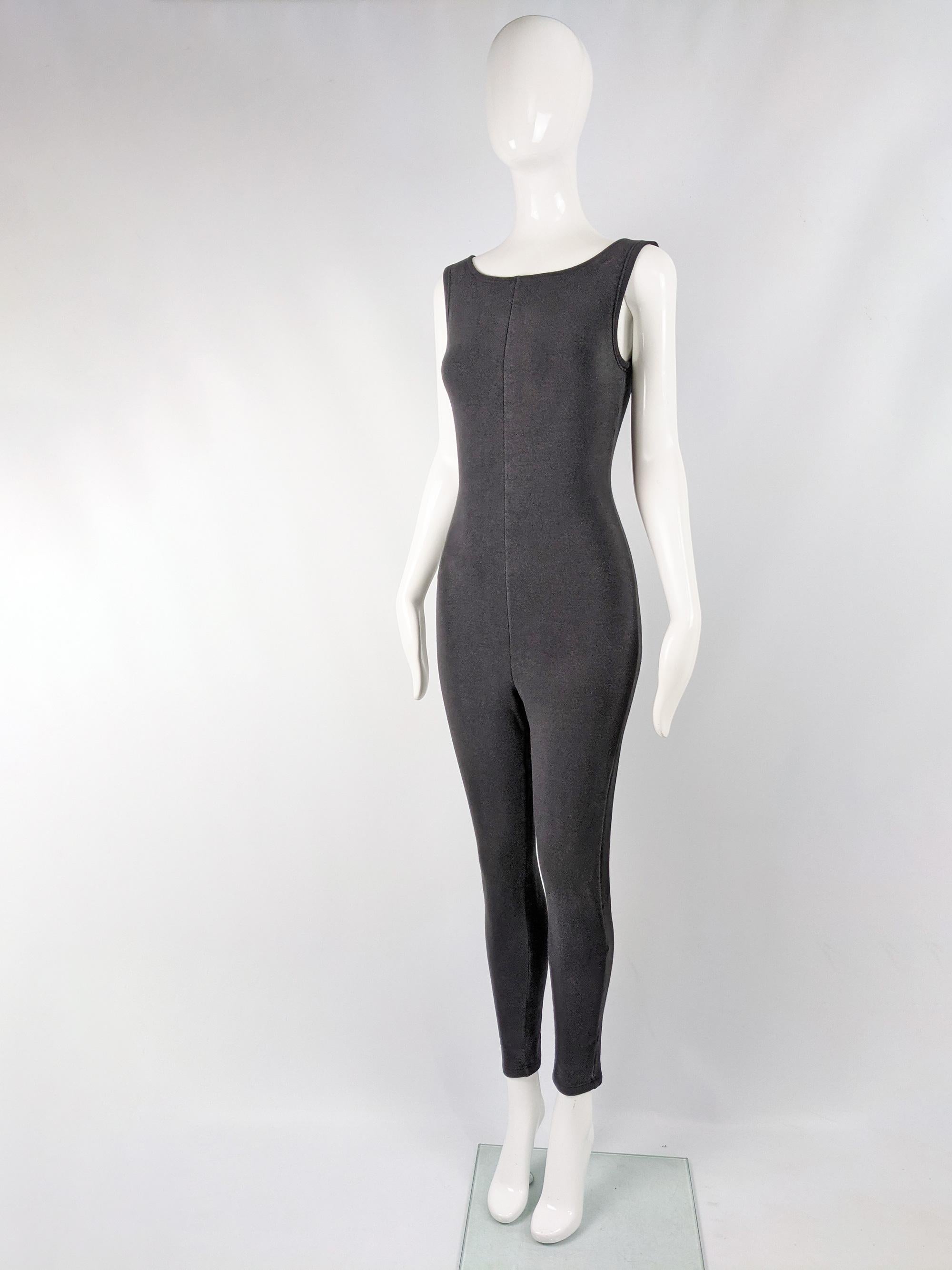 Women's Jean Paul Gaultier Vintage Black Bodycon Jumpsuit, 1980s For Sale