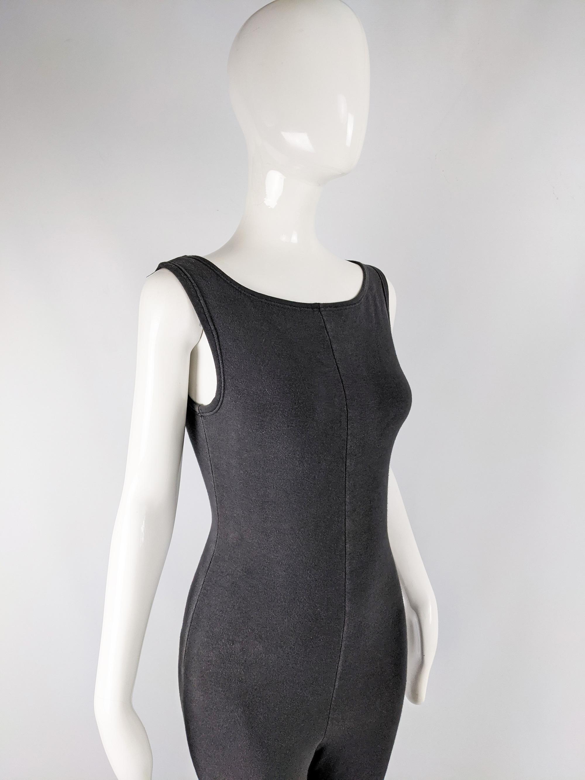 Jean Paul Gaultier Vintage Black Bodycon Jumpsuit, 1980s For Sale 1