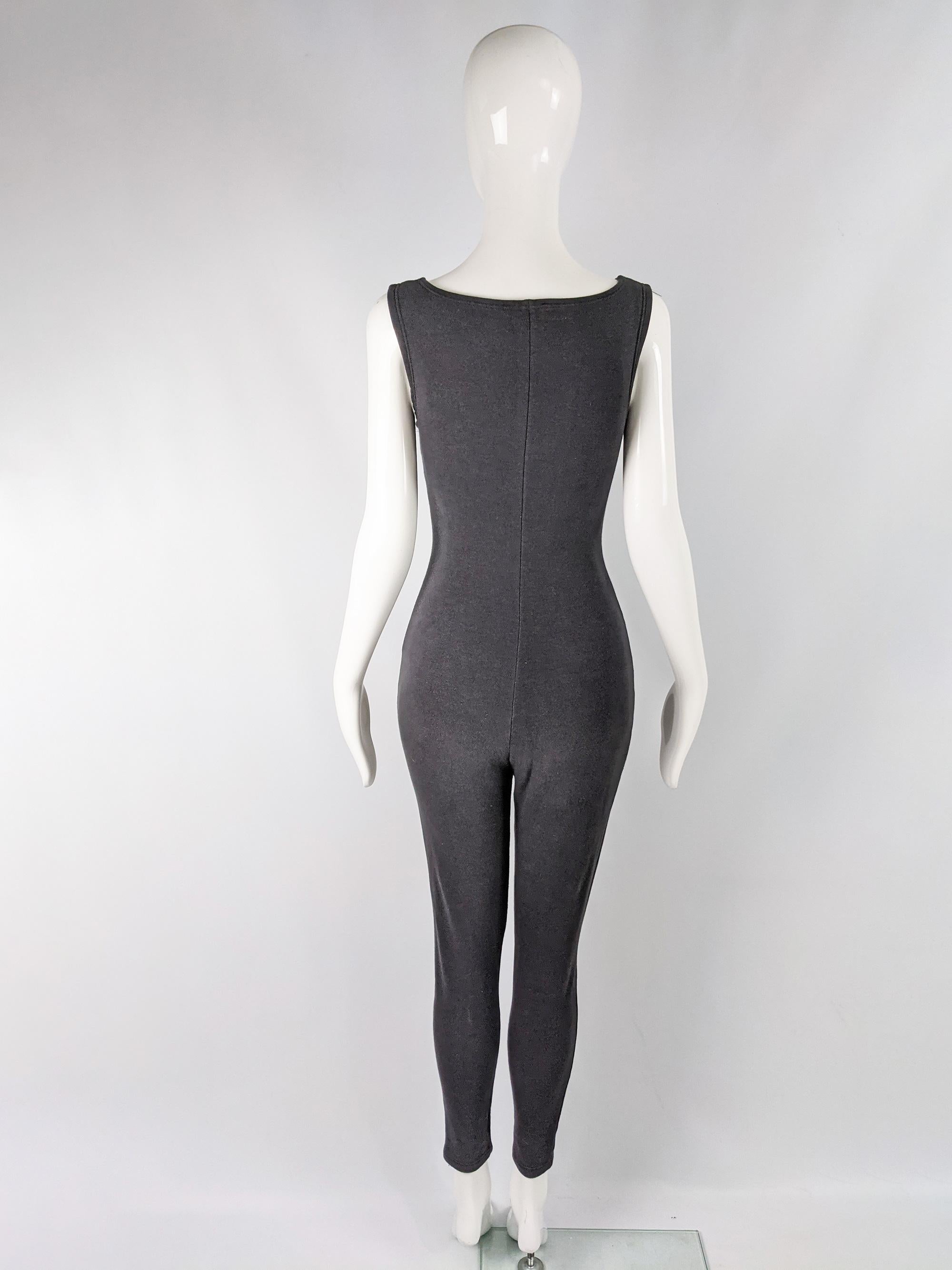 Jean Paul Gaultier Vintage Black Bodycon Jumpsuit, 1980s For Sale 2