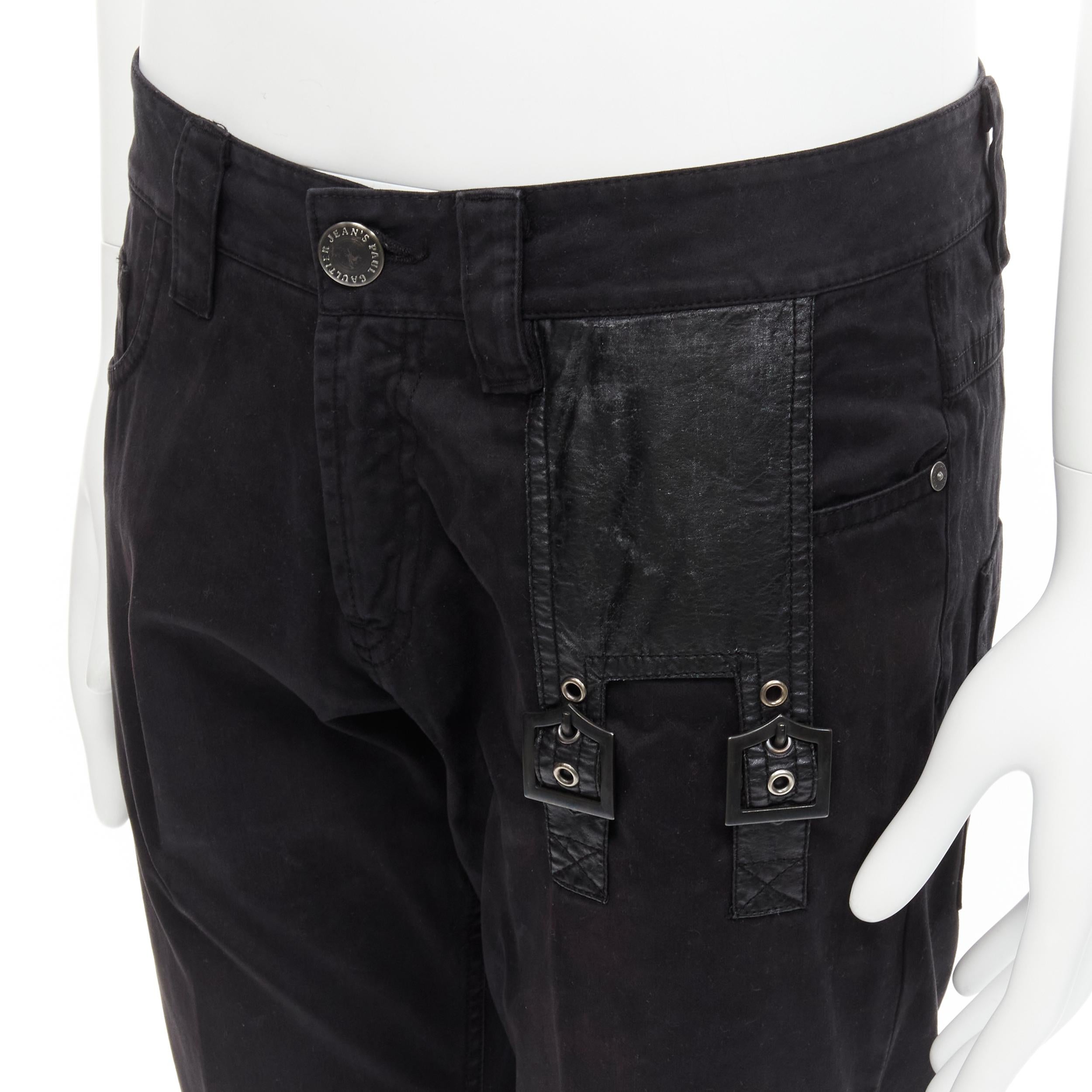JEAN PAUL GAULTIER Vintage Schwarze Hose mit bondage-Schnalle-Detail 30