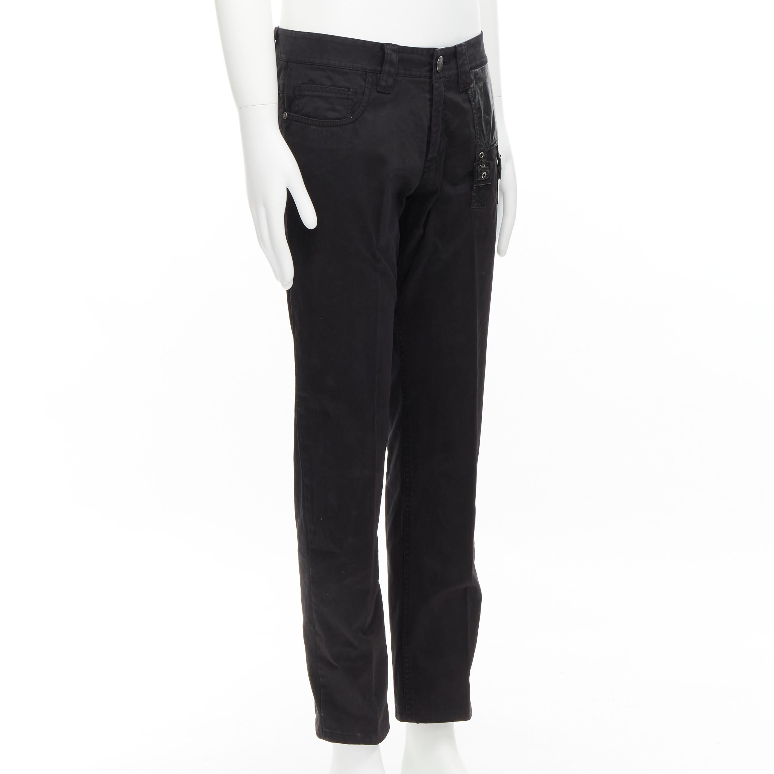 JEAN PAUL GAULTIER Vintage Schwarze Hose mit bondage-Schnalle-Detail 30