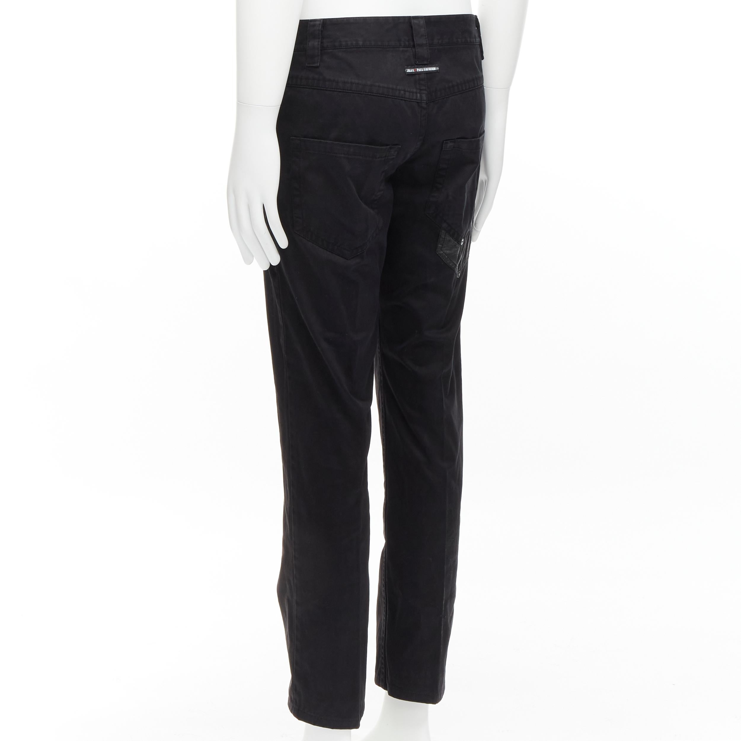 JEAN PAUL GAULTIER Vintage Schwarze Hose mit bondage-Schnalle-Detail 30