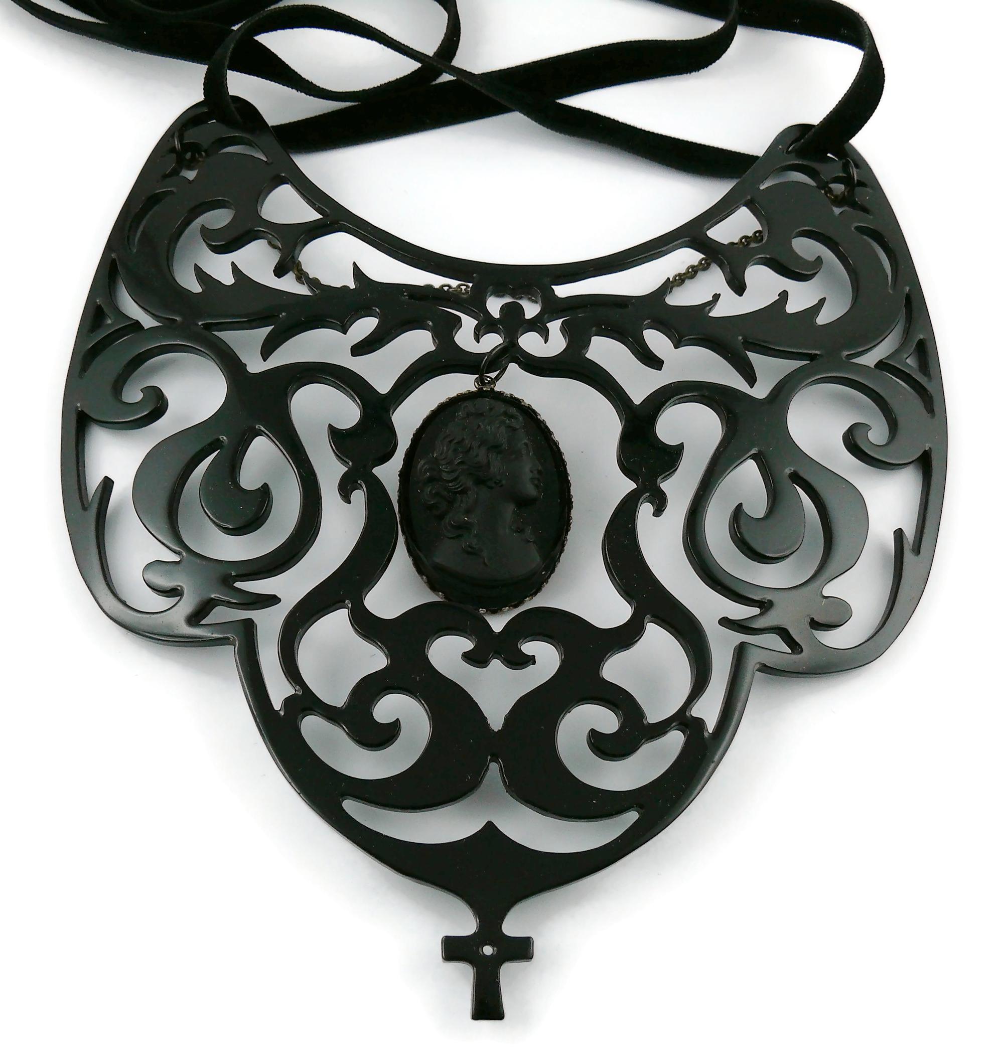 Jean Paul Gaultier Vintage Black Gothic Victorian Cameo Bib Necklace 5
