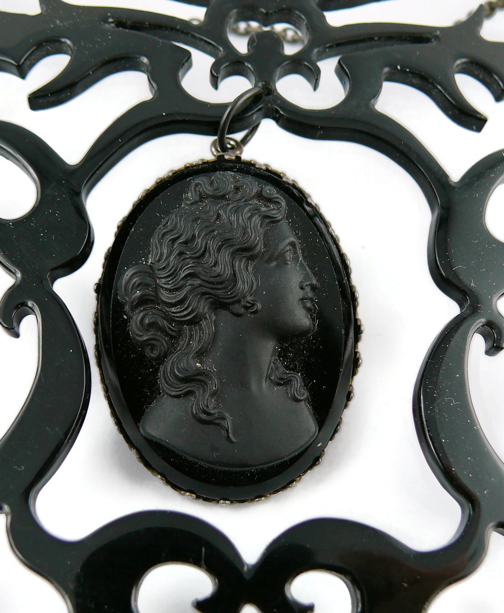 Jean Paul Gaultier Vintage Black Gothic Victorian Cameo Bib Necklace 6