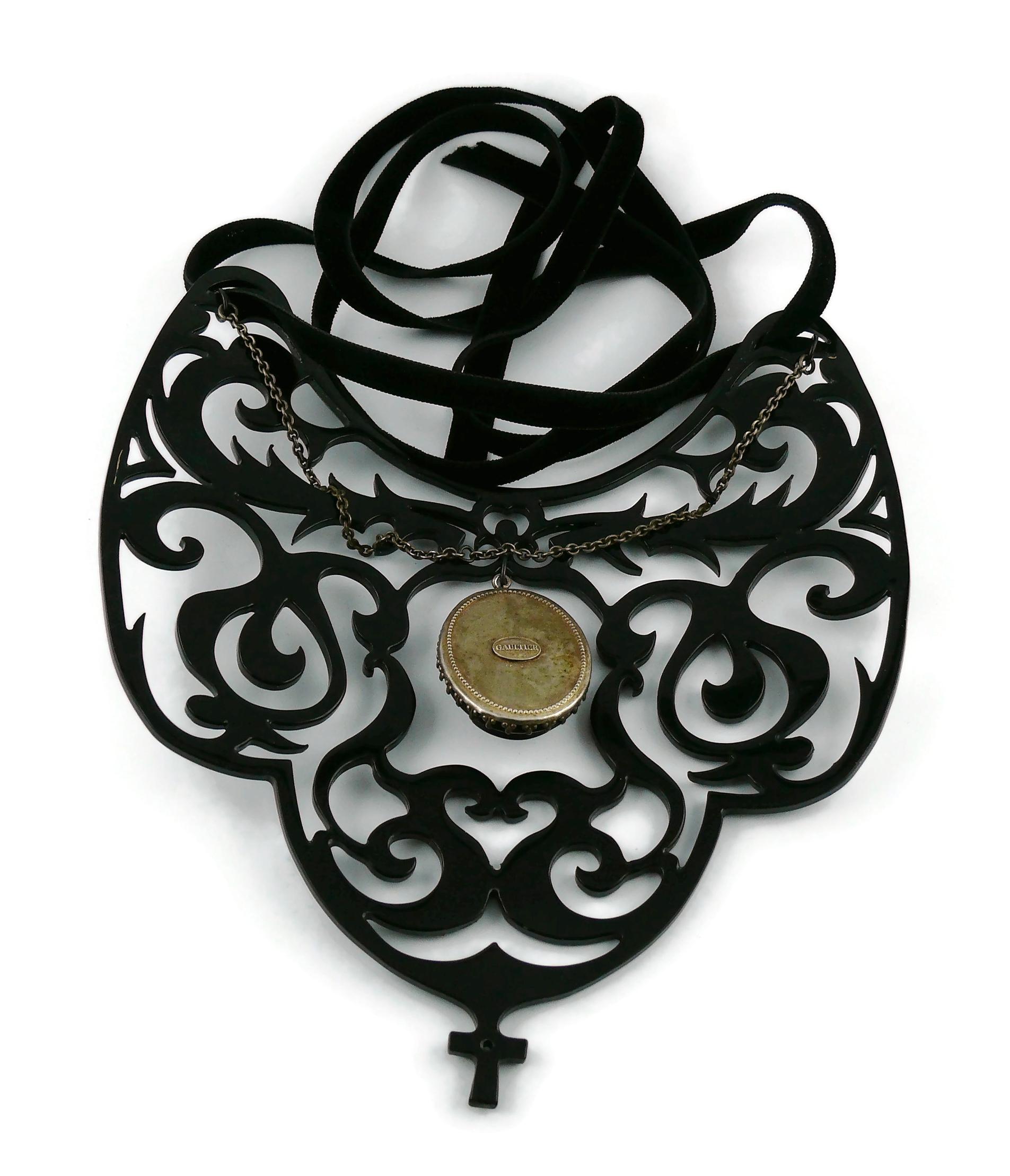 Jean Paul Gaultier Vintage Black Gothic Victorian Cameo Bib Necklace 7