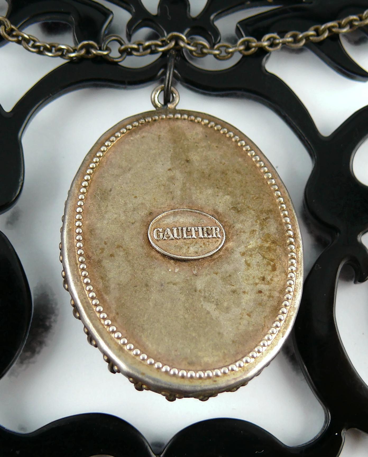 Jean Paul Gaultier Vintage Black Gothic Victorian Cameo Bib Necklace 8