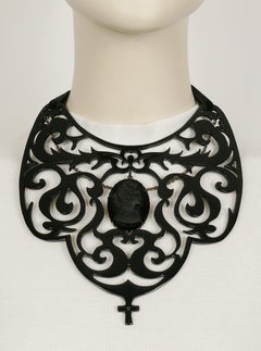 Jean Paul Gaultier Vintage Black Gothic Victorian Cameo Bib Necklace