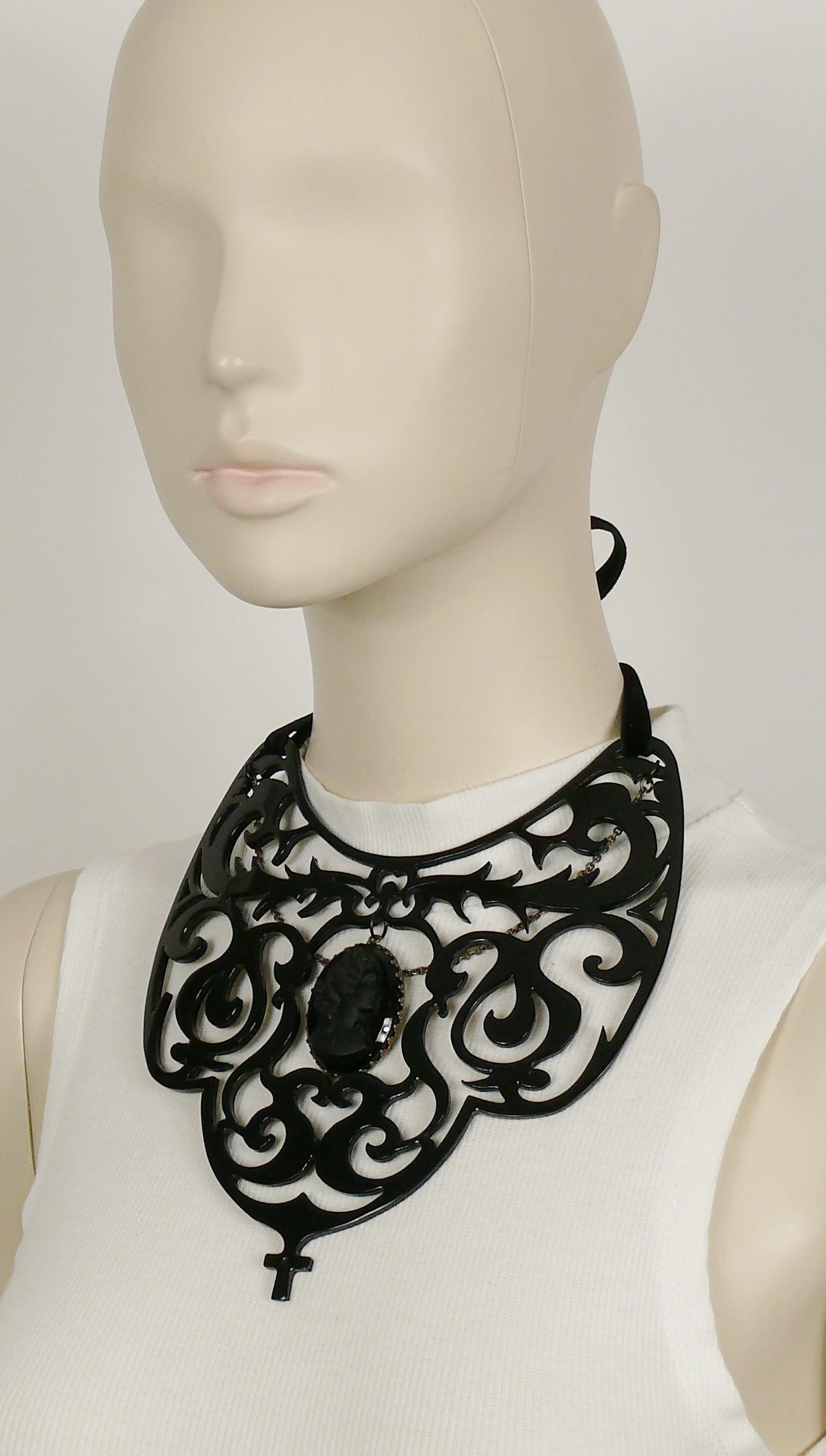 Jean Paul Gaultier Vintage Black Gothic Victorian Cameo Bib Necklace 1