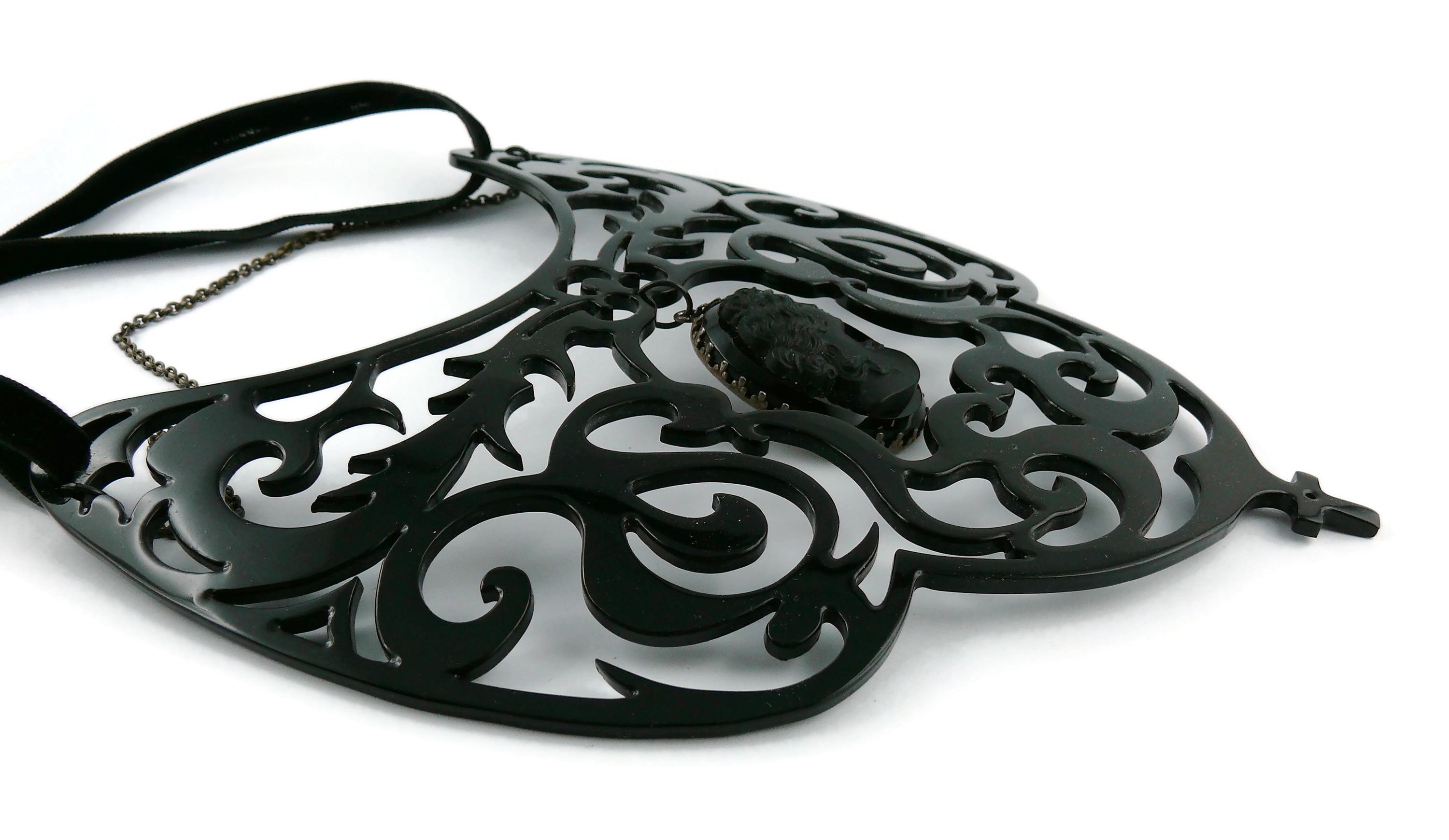 Jean Paul Gaultier Vintage Black Gothic Victorian Cameo Bib Necklace 3