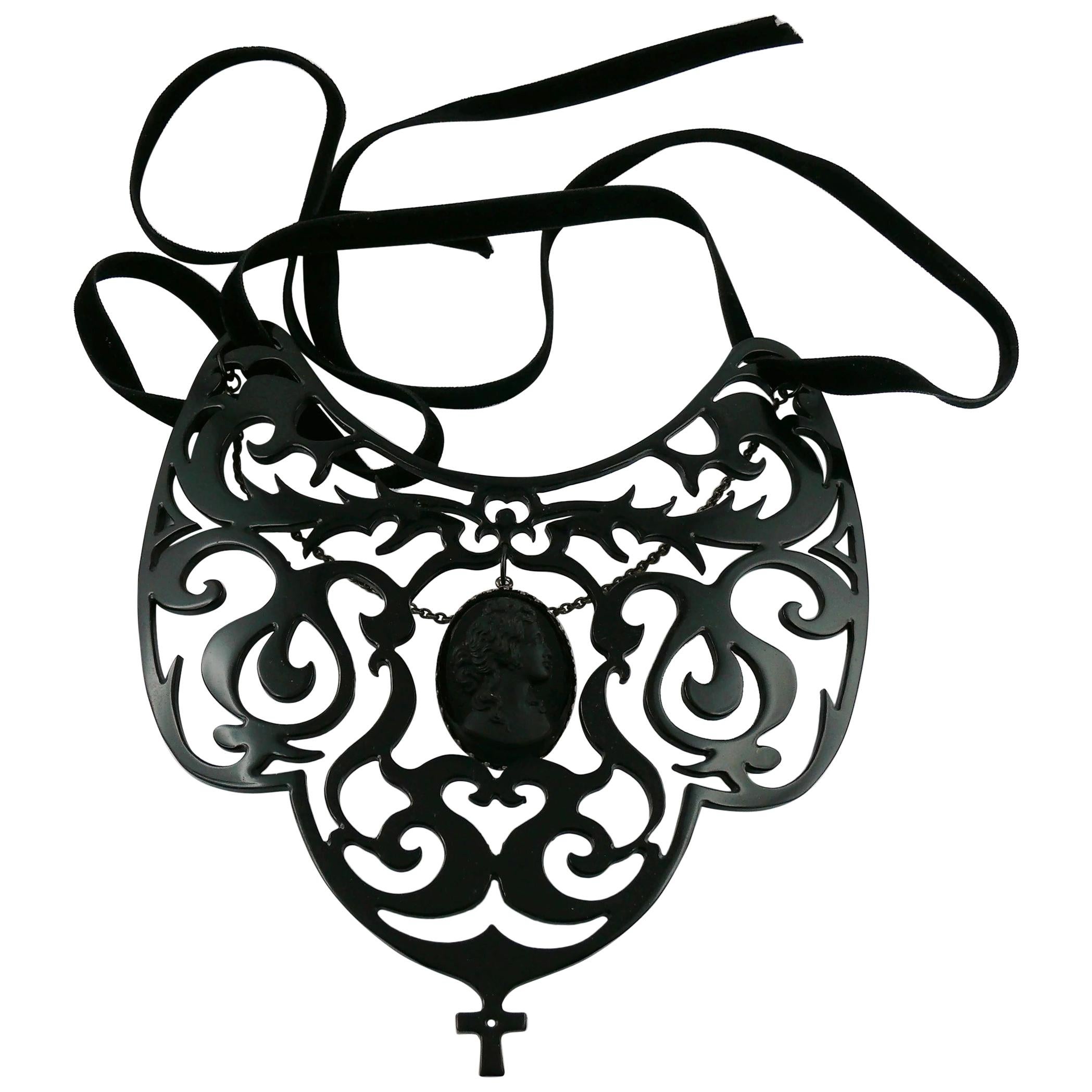 Jean Paul Gaultier Vintage Black Gothic Victorian Cameo Bib Necklace