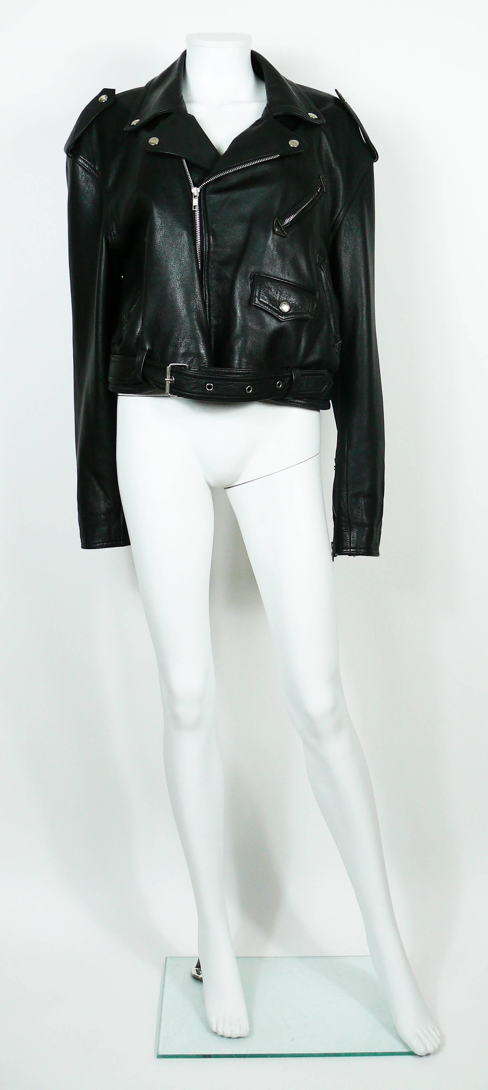 Jean Paul Gaultier Vintage Black Leather Perfecto Biker Jacket   In Good Condition In Nice, FR