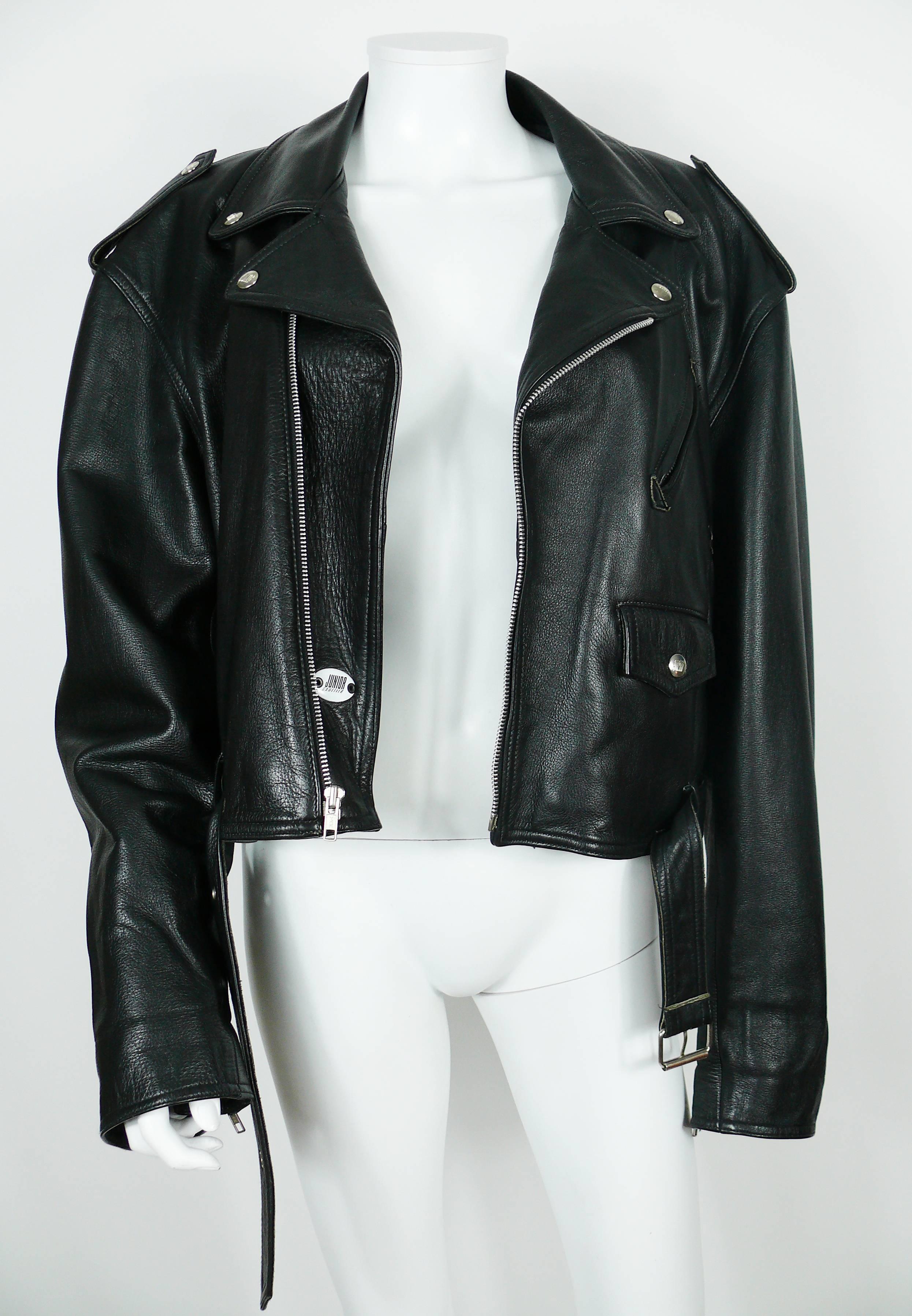 Women's or Men's Jean Paul Gaultier Vintage Black Leather Perfecto Biker Jacket  