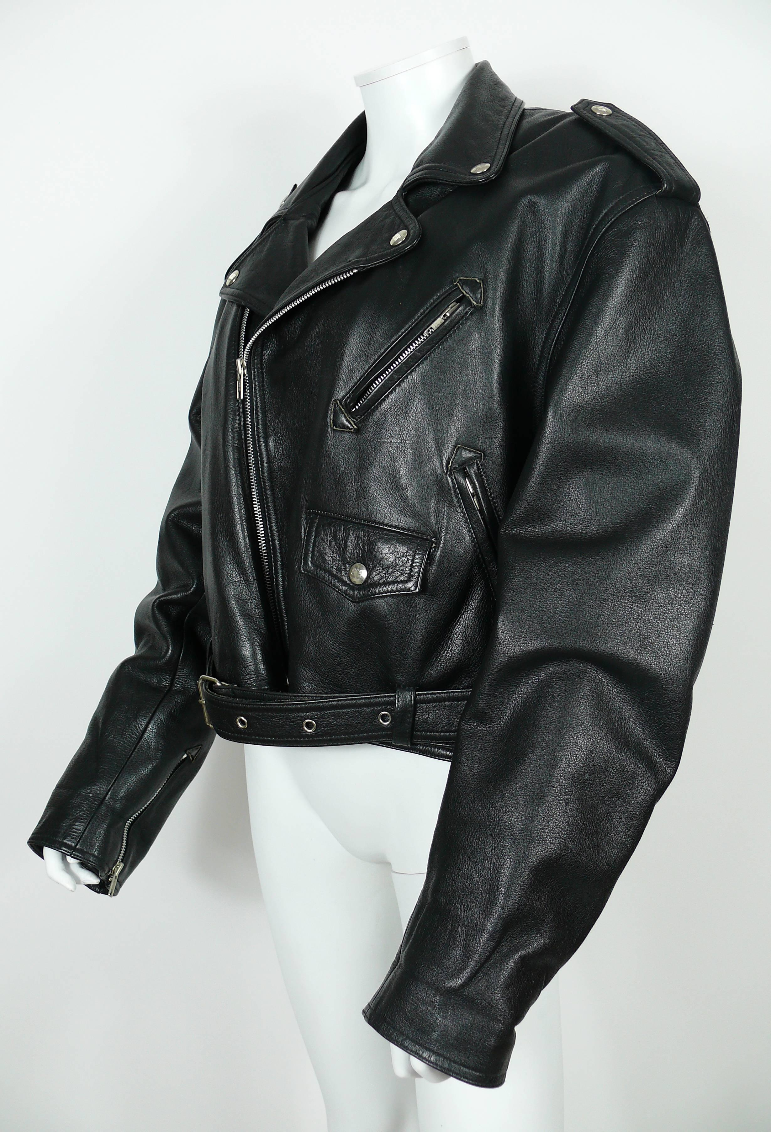 Jean Paul Gaultier Vintage Black Leather Perfecto Biker Jacket   1