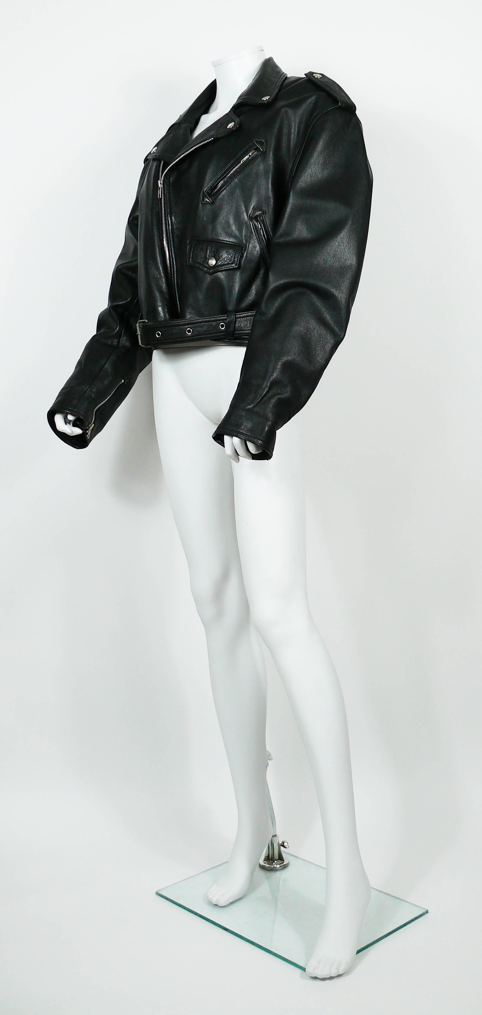 Jean Paul Gaultier Vintage Black Leather Perfecto Biker Jacket   2