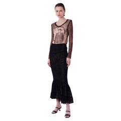Jean Paul Gaultier Vintage Black Mesh Maxi Skirt