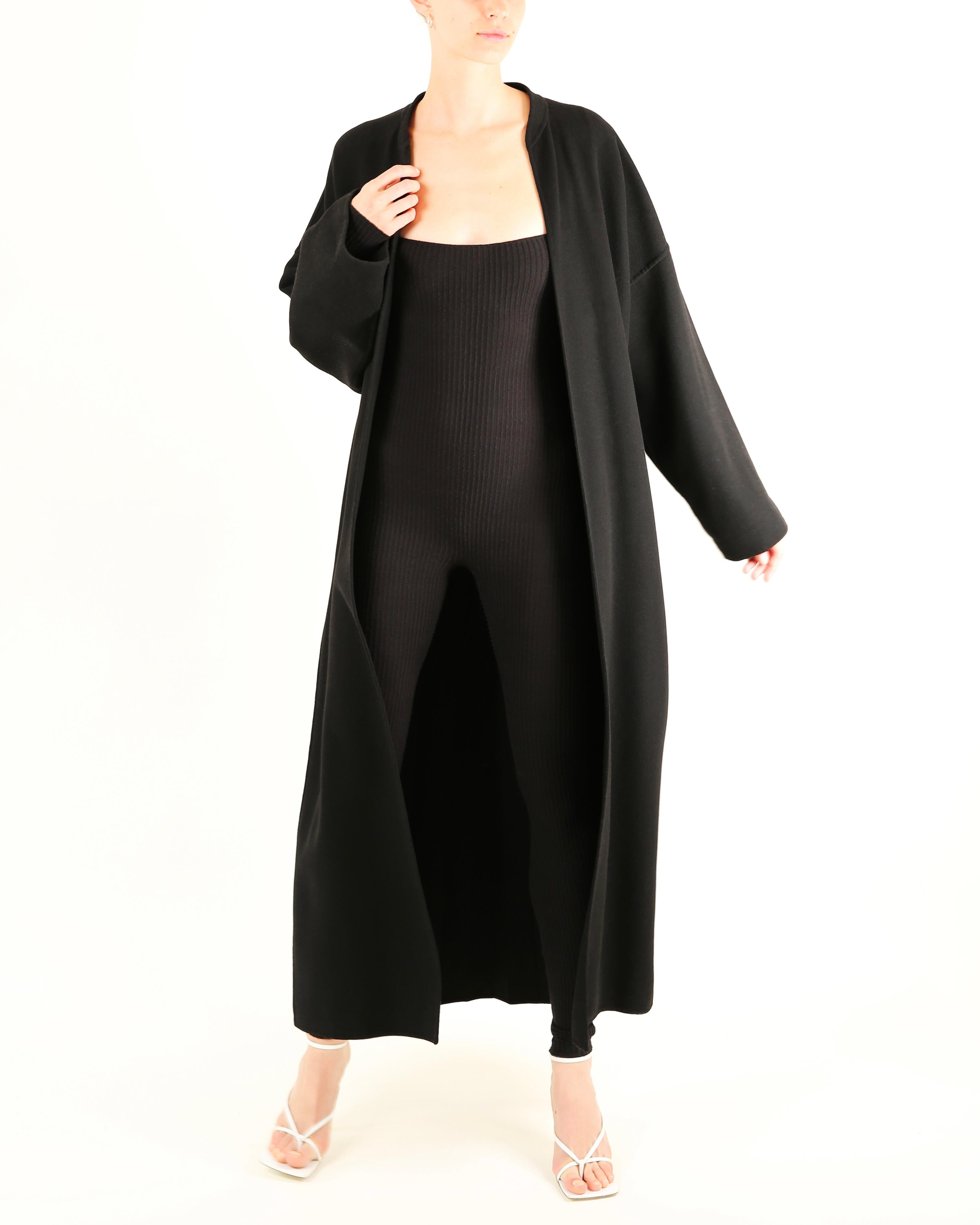 Jean Paul Gaultier vintage black oversized wool pleated long cocoon maxi coat For Sale 5