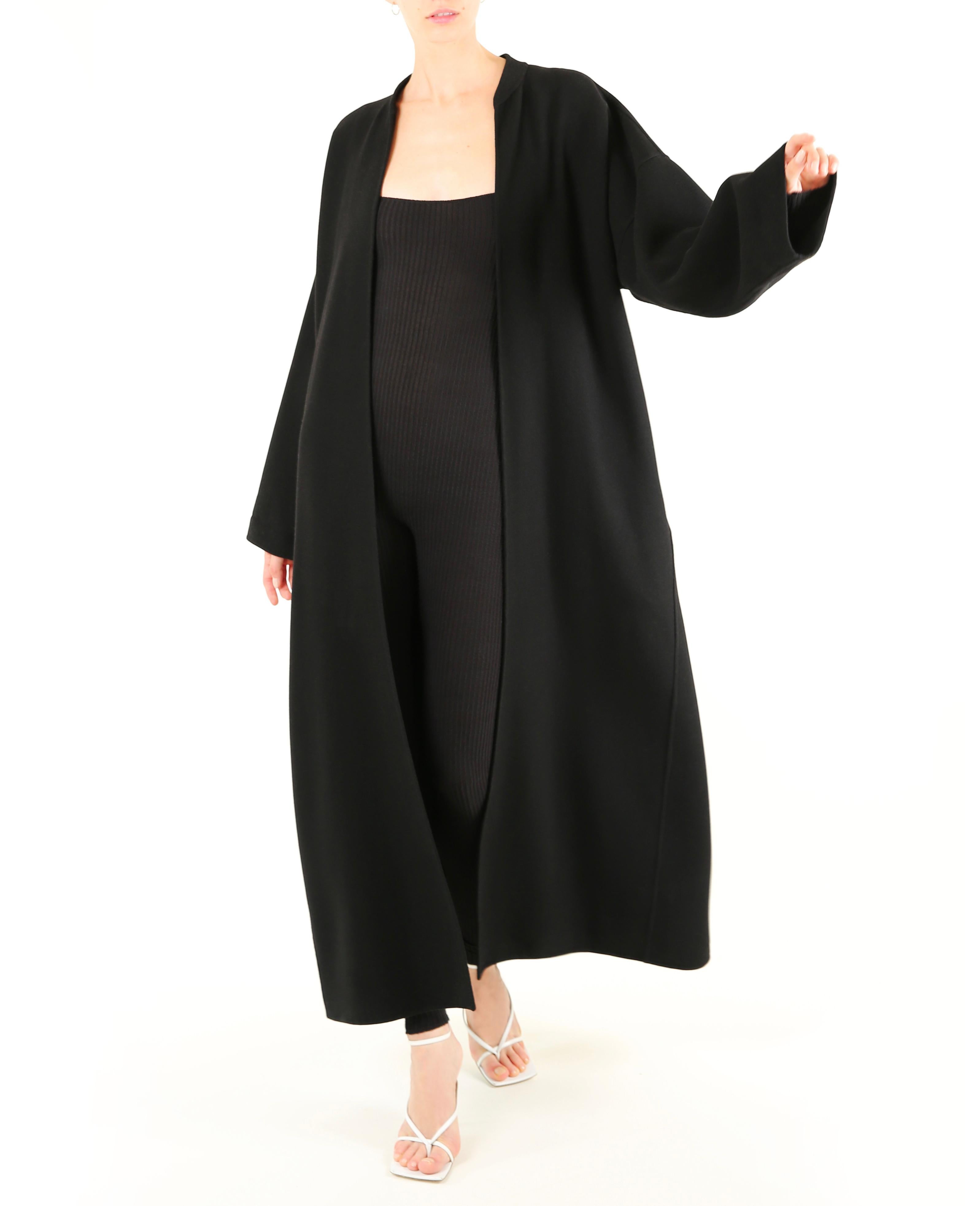 Jean Paul Gaultier vintage black oversized wool pleated long cocoon maxi coat  For Sale 7