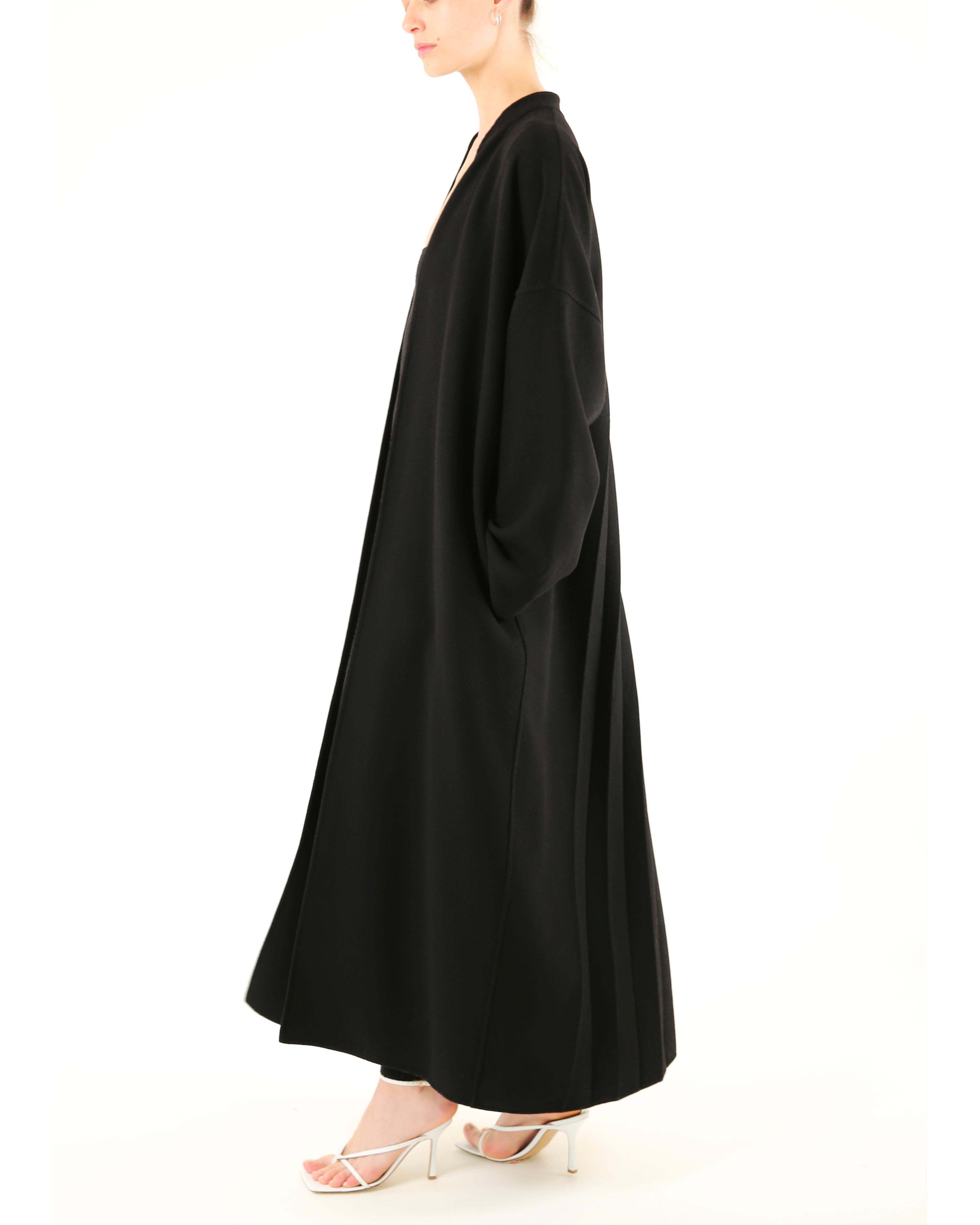 Jean Paul Gaultier vintage black oversized wool pleated long cocoon maxi coat  For Sale 8