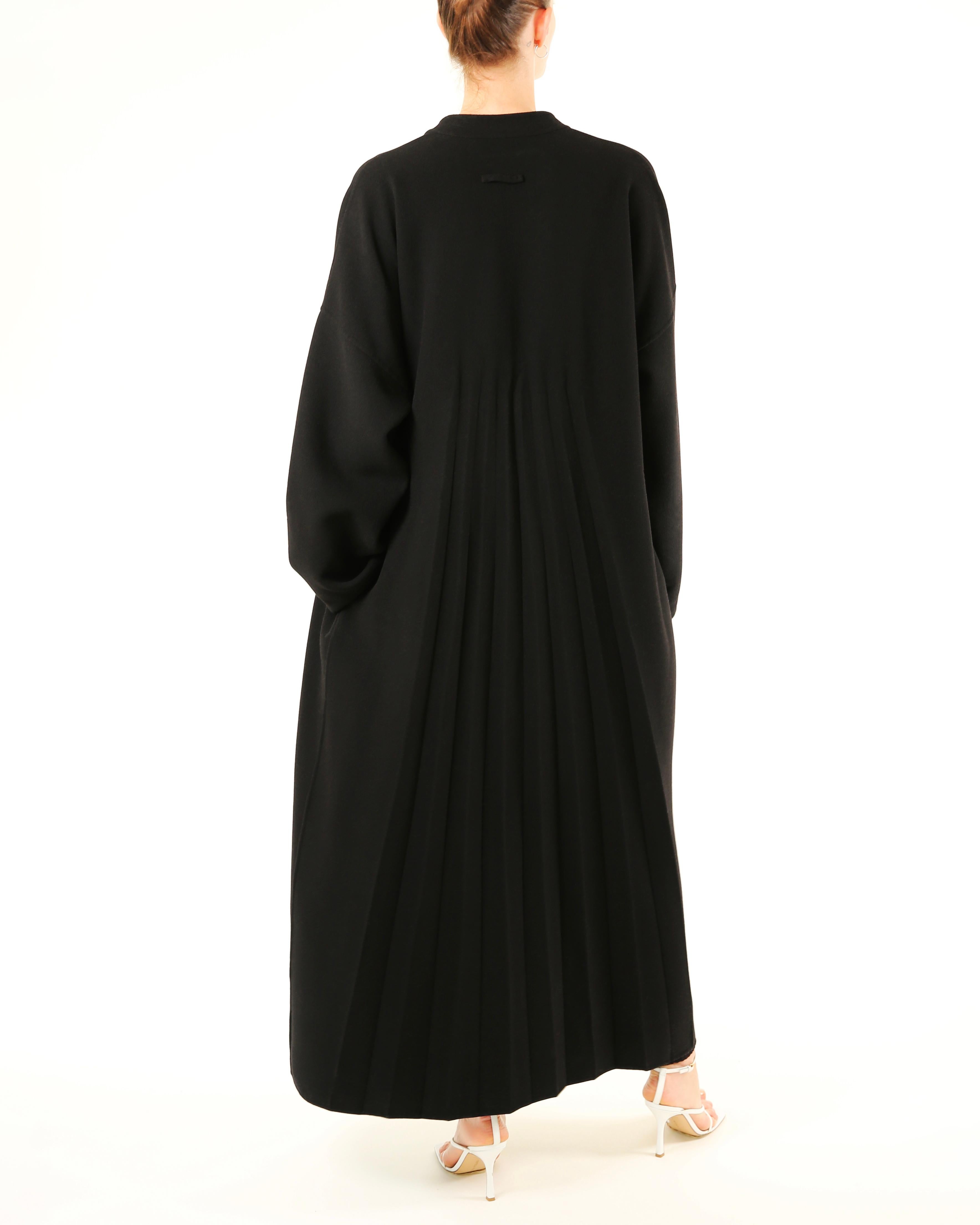 Jean Paul Gaultier vintage black oversized wool pleated long cocoon maxi coat  For Sale 9