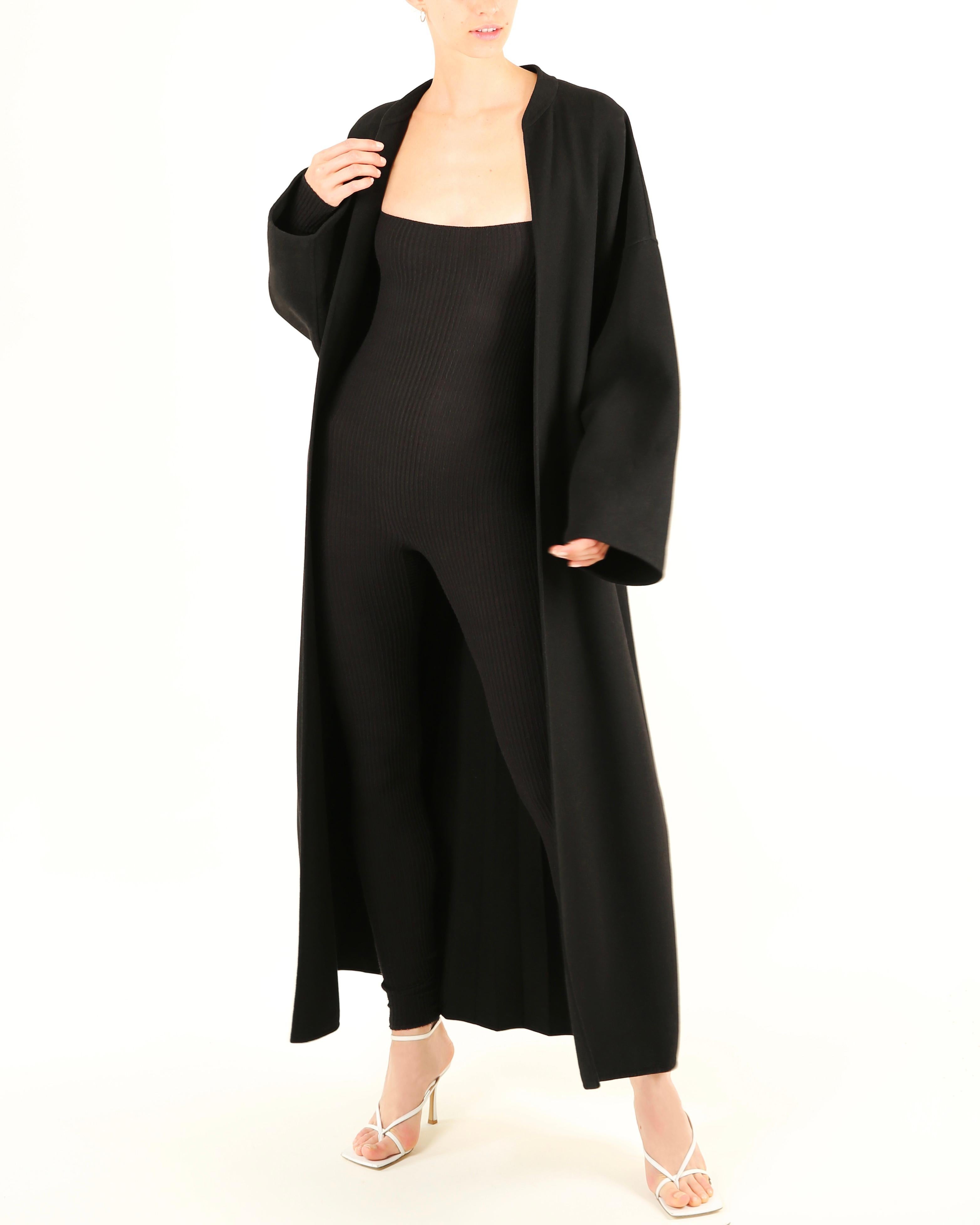 Jean Paul Gaultier vintage black oversized wool pleated long cocoon maxi coat  For Sale 1