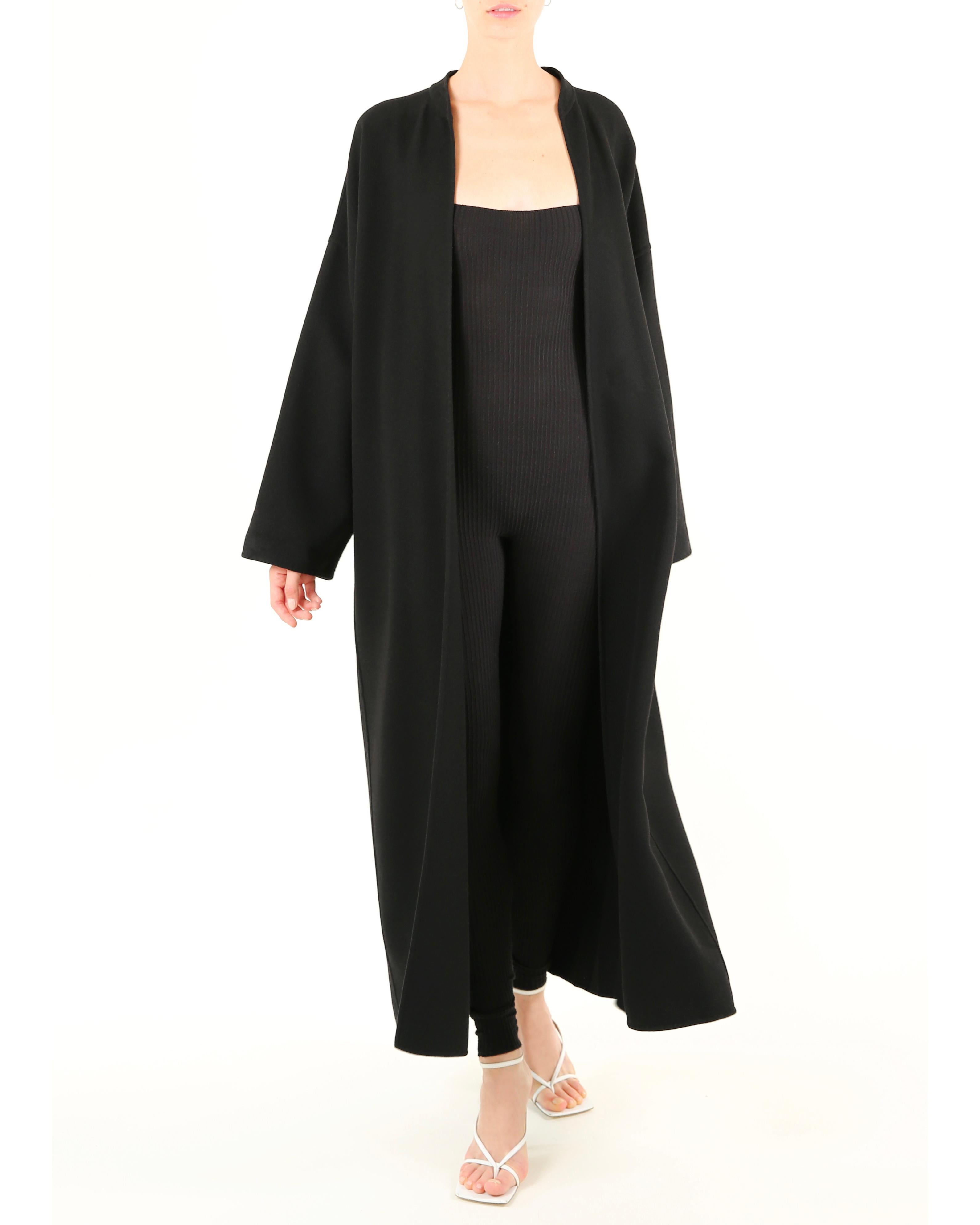 Jean Paul Gaultier vintage black oversized wool pleated long cocoon maxi coat  For Sale 2