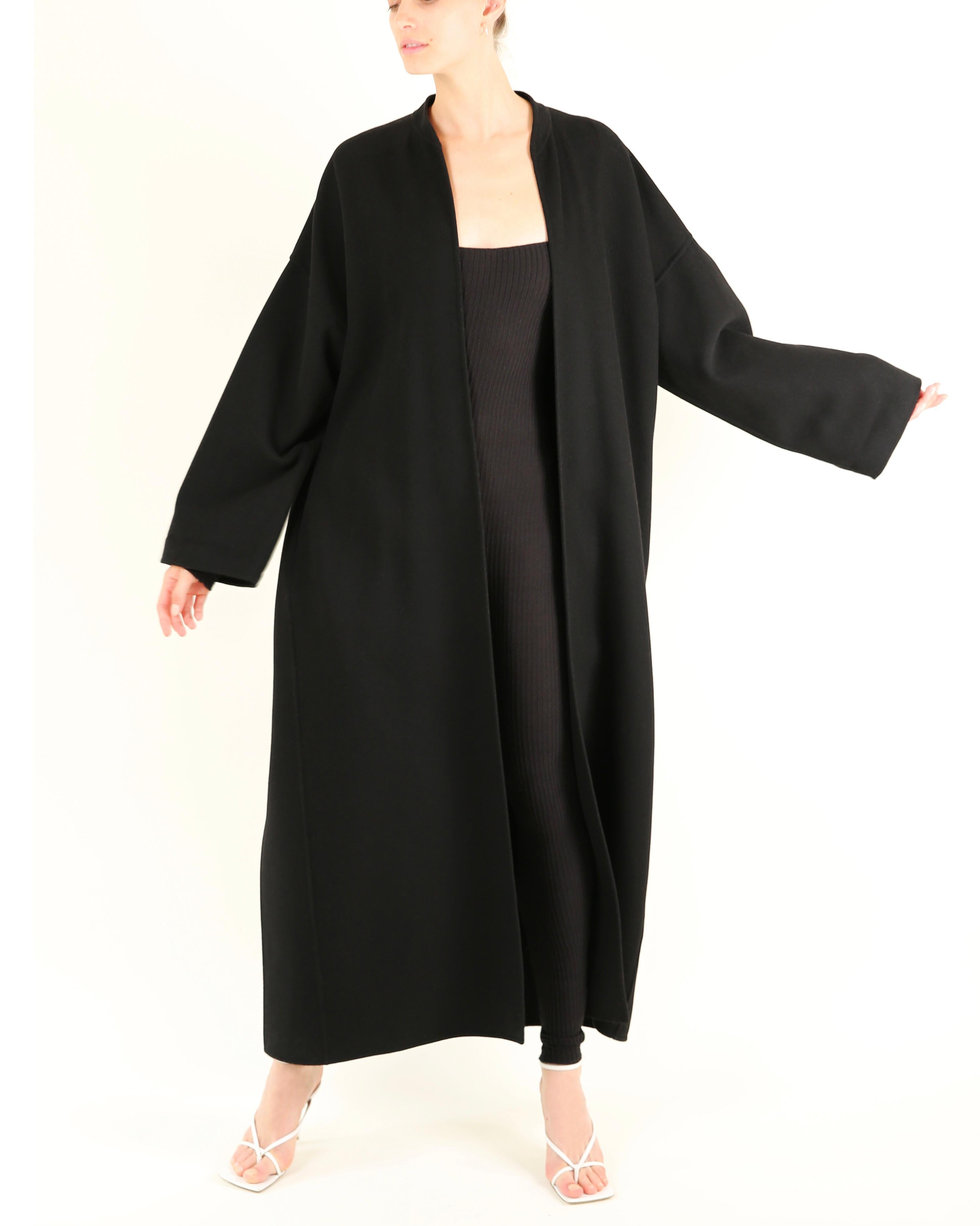 Jean Paul Gaultier vintage black oversized wool pleated long cocoon maxi coat For Sale 3