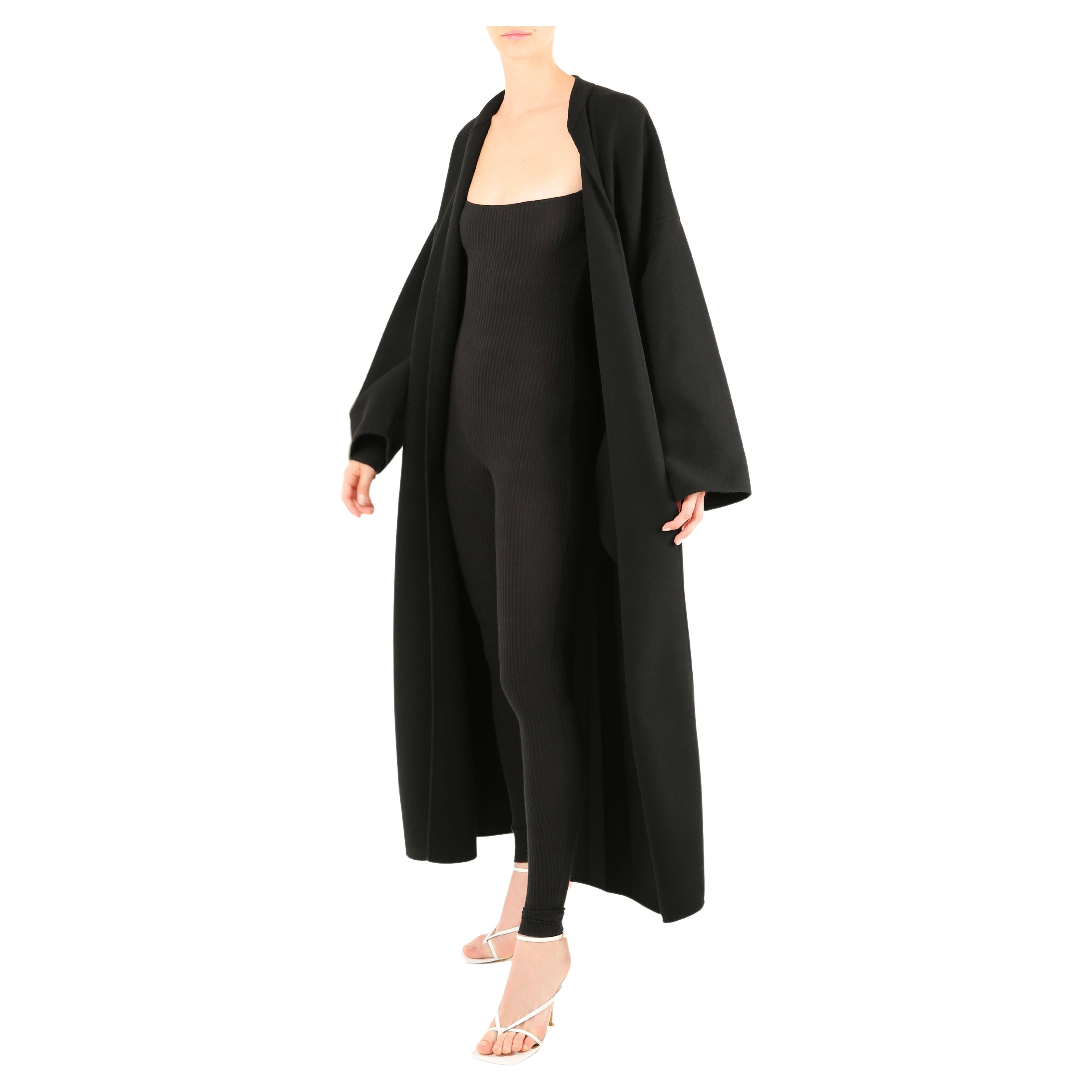 Jean Paul Gaultier vintage black oversized wool pleated long cocoon maxi coat  For Sale