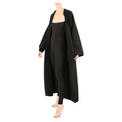 Jean Paul Gaultier vintage black oversized wool pleated long cocoon maxi coat 