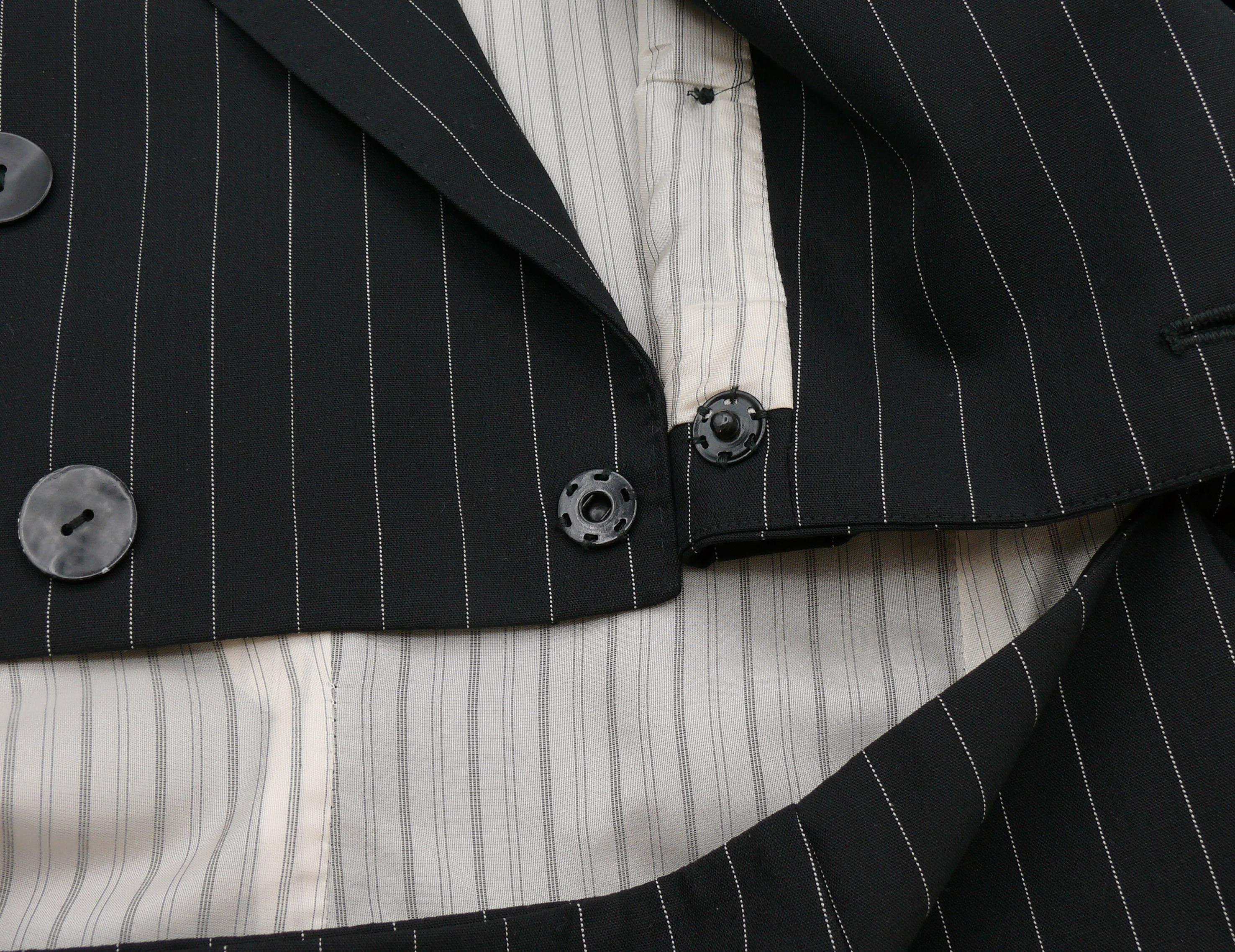JEAN PAUL GAULTIER Vintage Black Pinstripe Cut-Out Waist Blazer Jacket For Sale 6