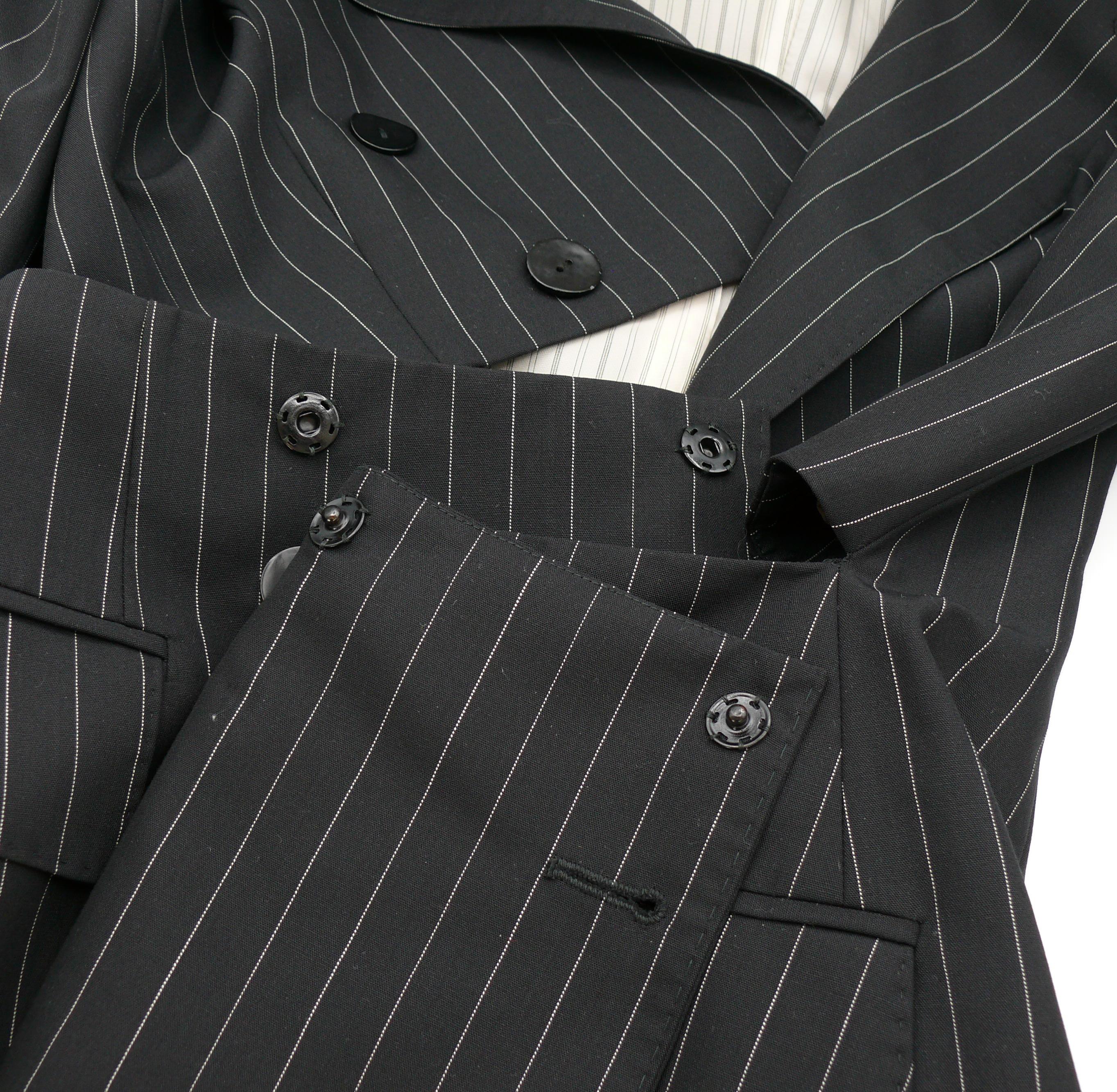 JEAN PAUL GAULTIER Vintage Black Pinstripe Cut-Out Waist Blazer Jacket For Sale 7