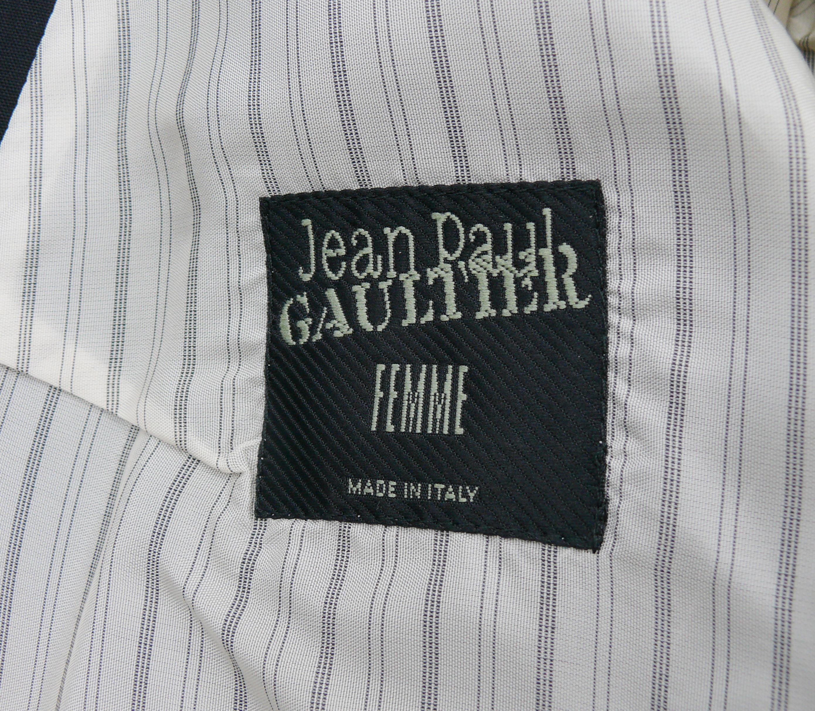 JEAN PAUL GAULTIER Vintage Black Pinstripe Cut-Out Waist Blazer Jacket For Sale 10