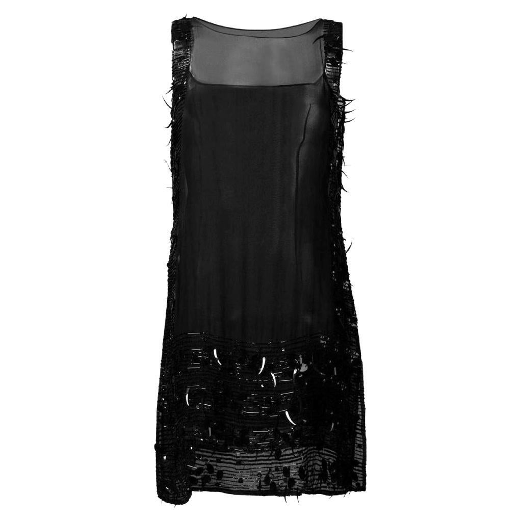 Jean Paul Gaultier Vintage black semitransparent silk 2000s midi dress  For Sale
