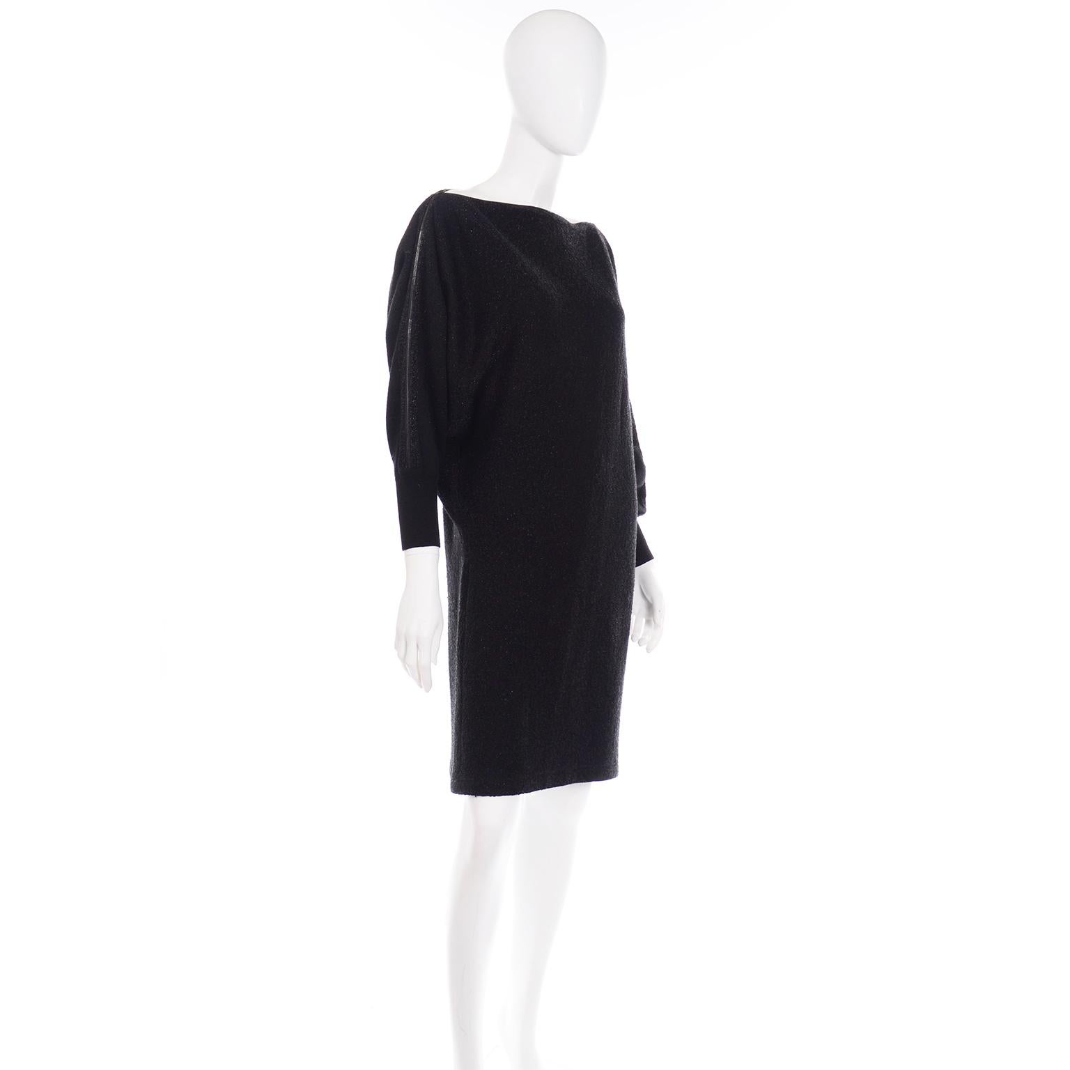Women's Jean Paul Gaultier Vintage Black Sparkle Zipper Dress with Dramatic Sleeves