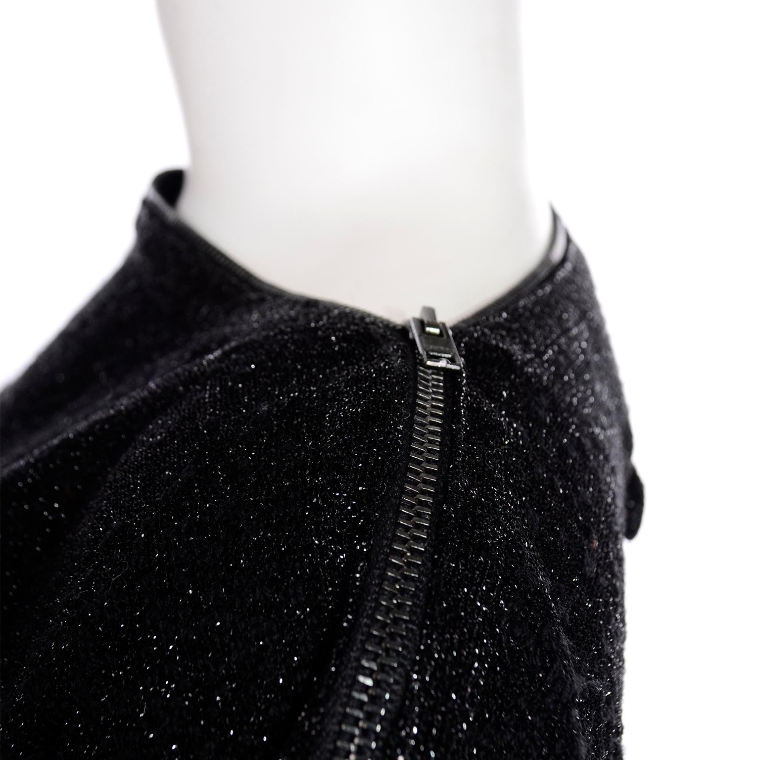 Jean Paul Gaultier Vintage Black Sparkle Zipper Dress with Dramatic Sleeves 4