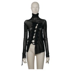 Jean Paul Gaultier Vintage Schwarzes Rollkragenpullover Top Größe M