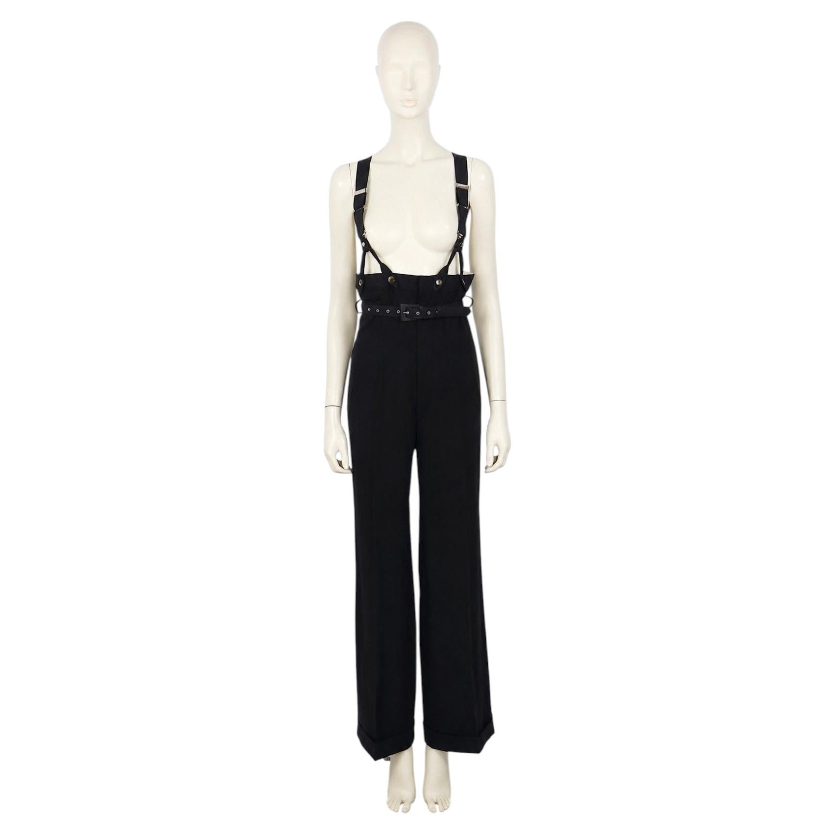 JEAN PAUL GAULTIER Vintage Schwarze Wollhose mit hoher Taille und Hosenträgern US Größe 8