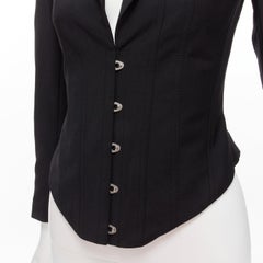 JEAN PAUL GAULTIER Vintage black wool hook eye laced corset blazer jacket IT38 X