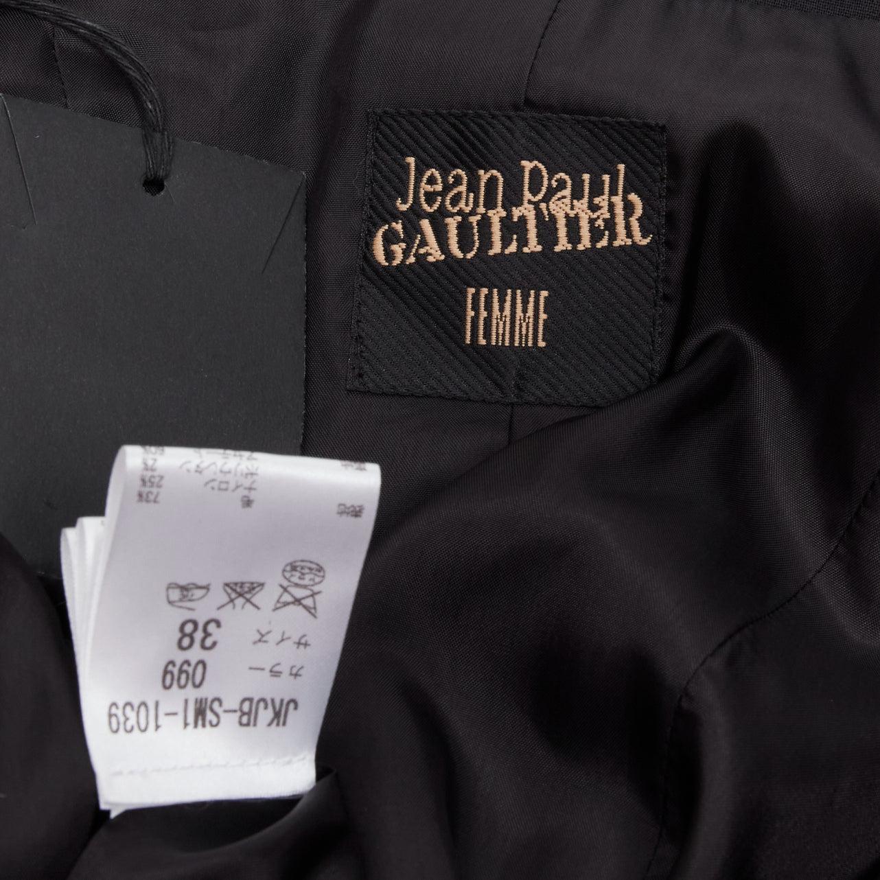 JEAN PAUL GAULTIER Vintage black wool hook eye laced corset blazer jacket IT38 X For Sale 5